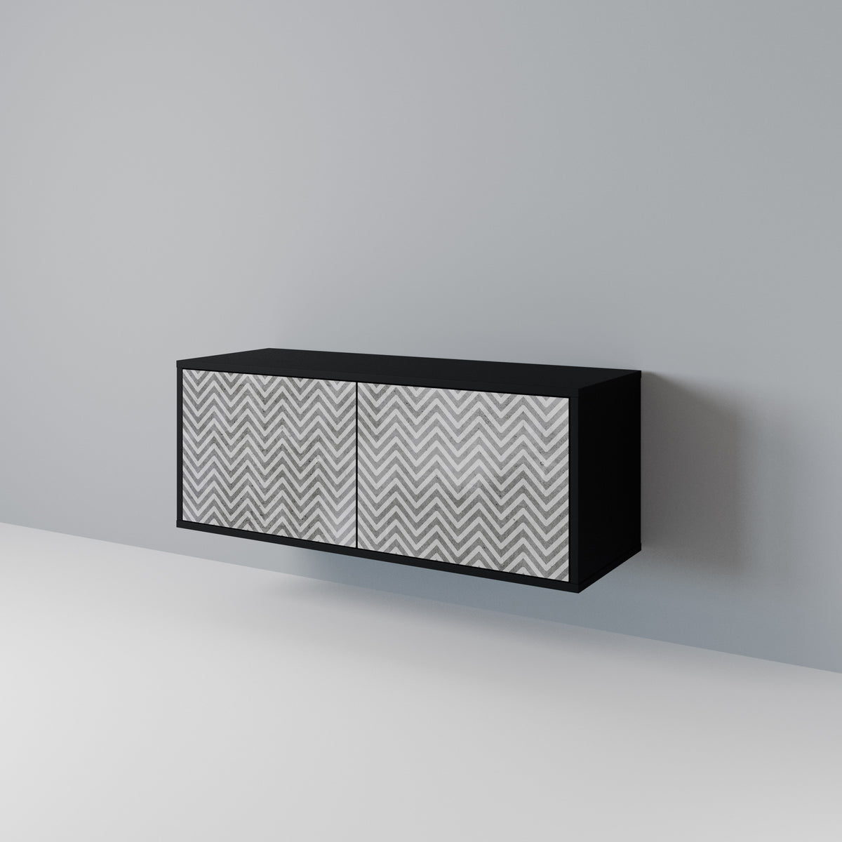 CONCRETE ZIG ZAG Compact 2-Door TV Cabinet
