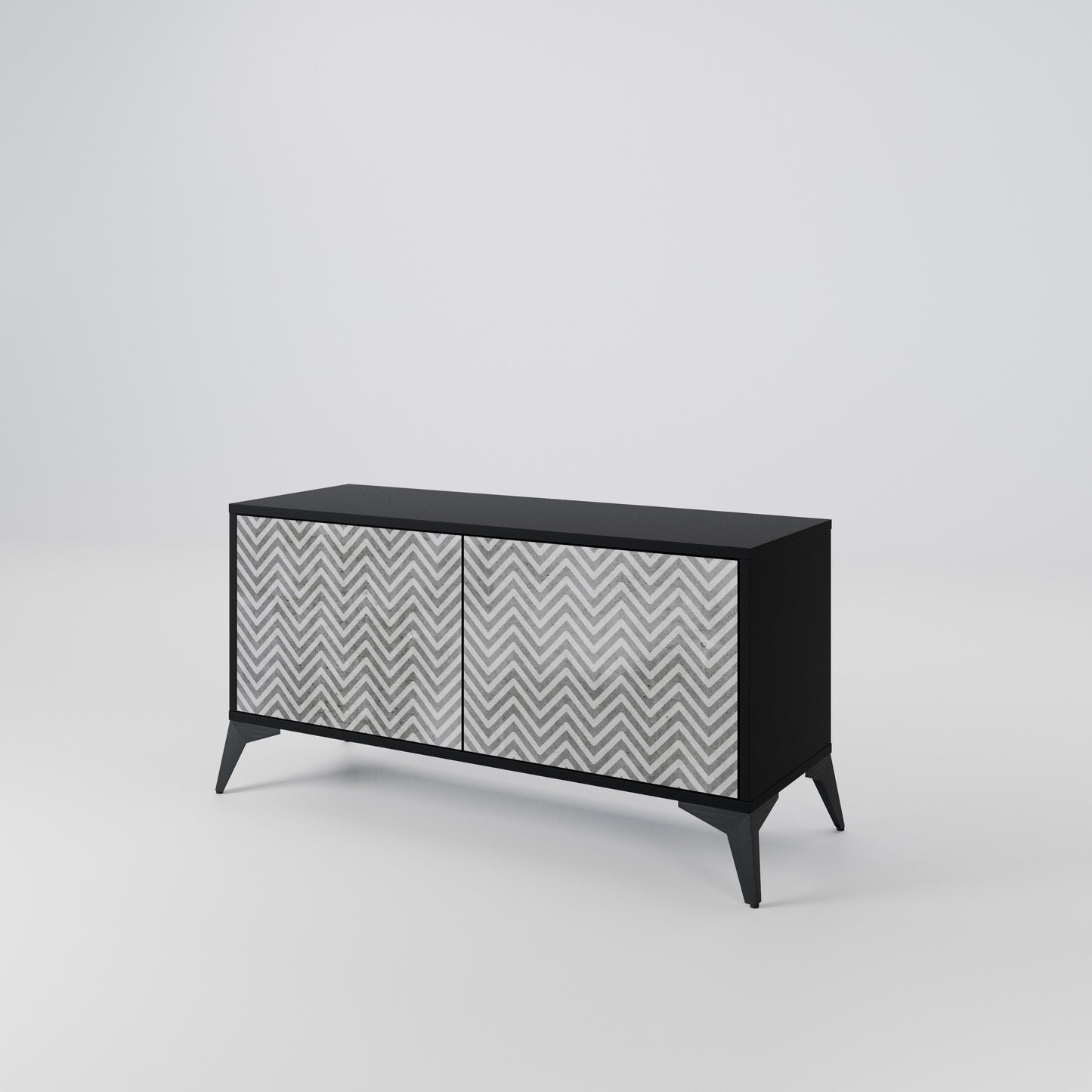 CONCRETE ZIG ZAG Compact 2-Door TV Cabinet