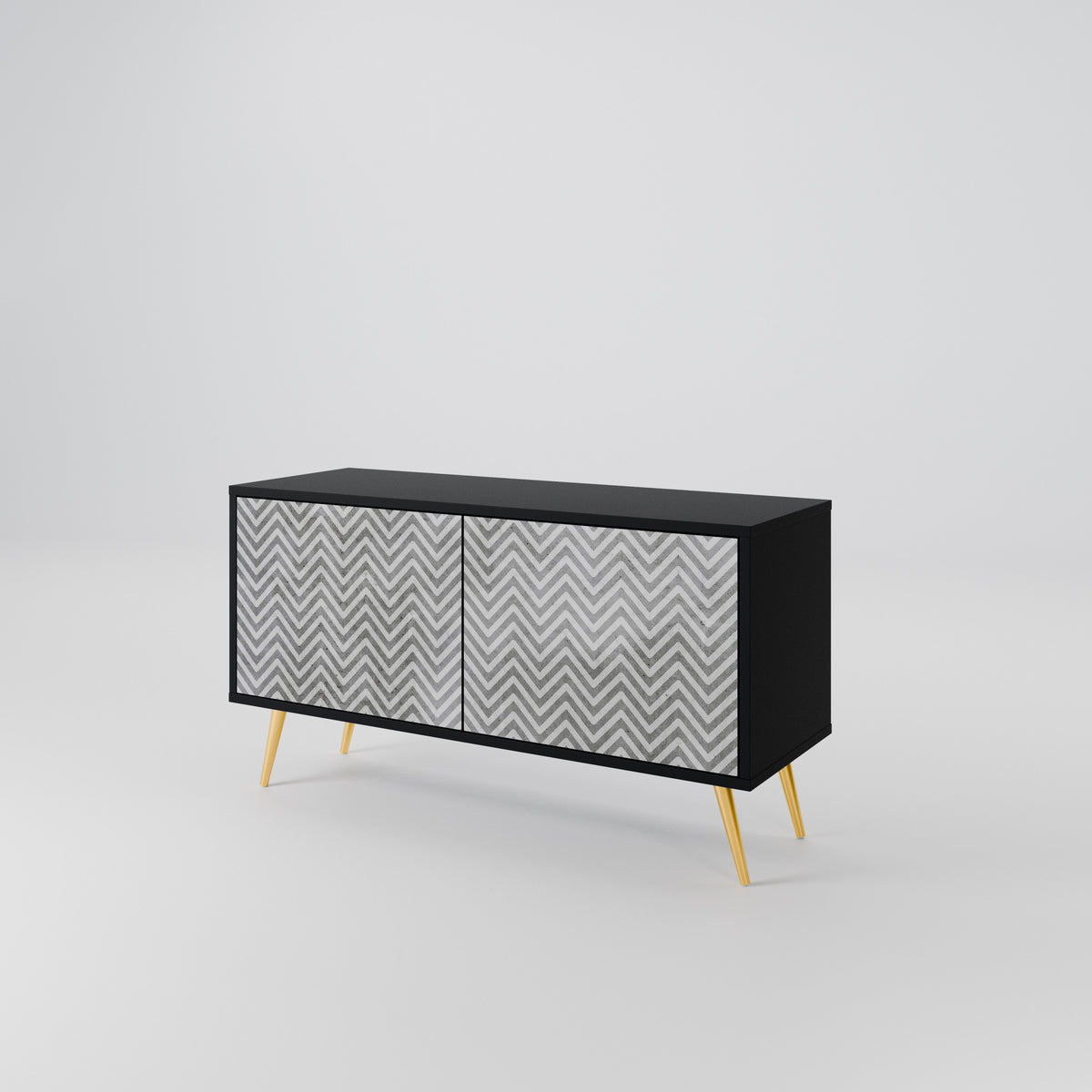 CONCRETE ZIG ZAG Compact 2-Door TV Cabinet