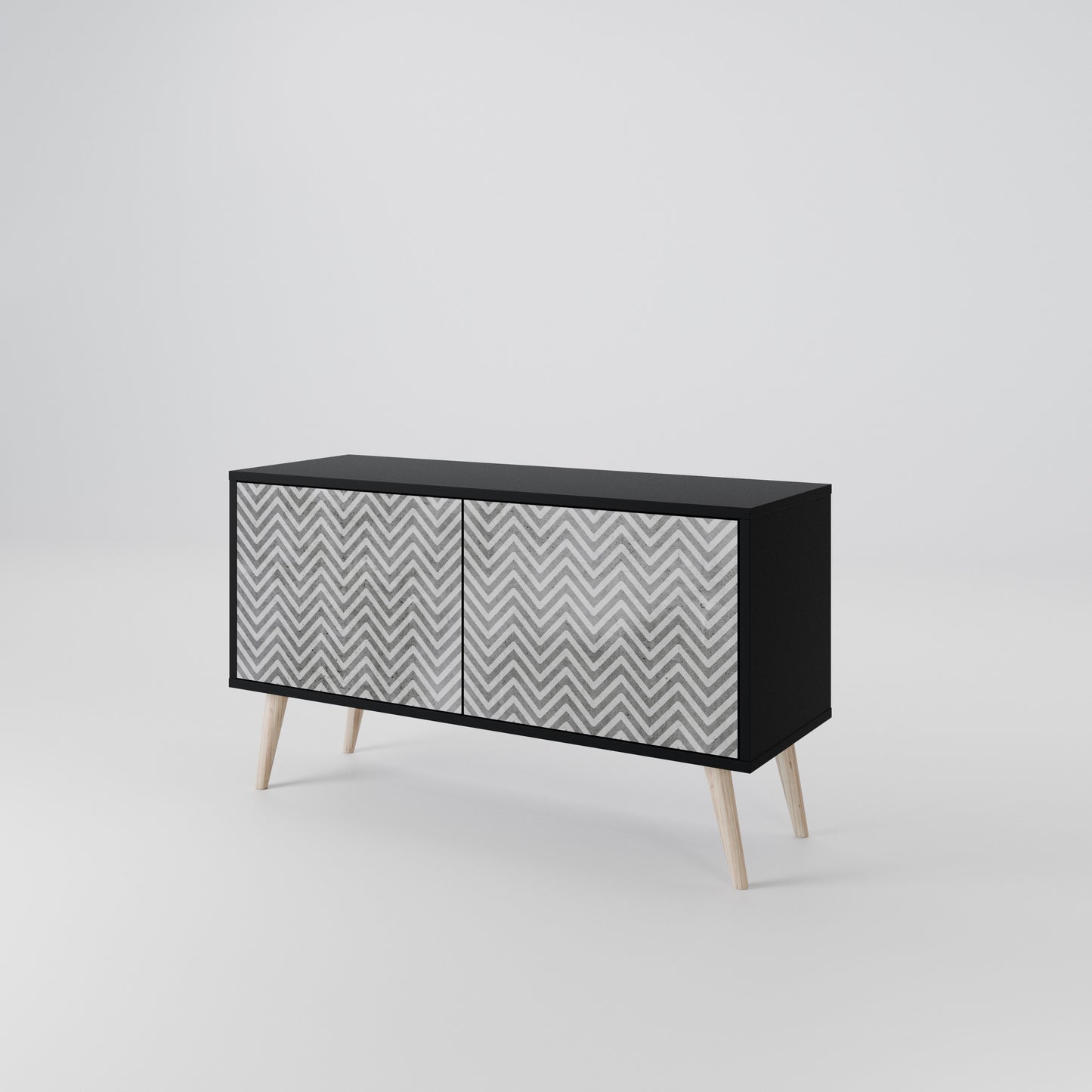 CONCRETE ZIG ZAG Compact 2-Door TV Cabinet