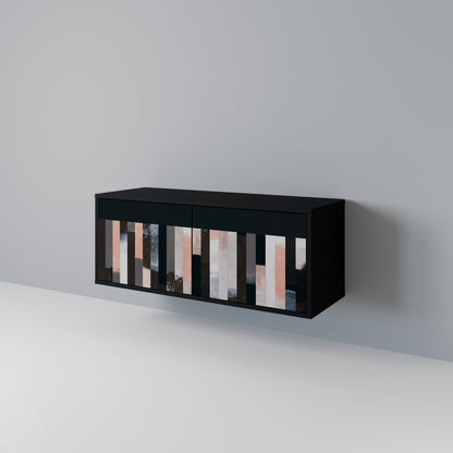 COLLAGE OF RECTANGLES Compact 2-Door TV Cabinet