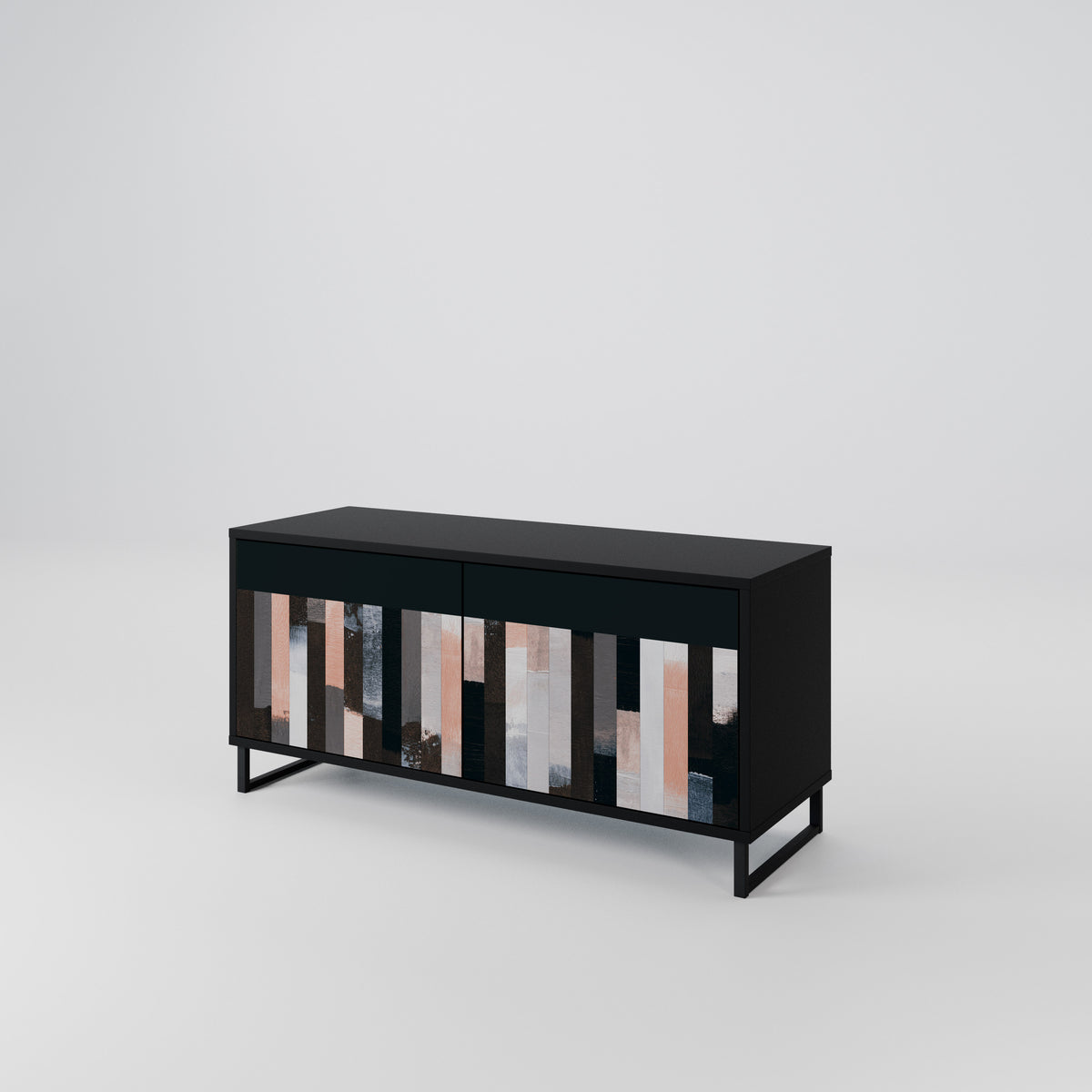 COLLAGE OF RECTANGLES Compact 2-Door TV Cabinet