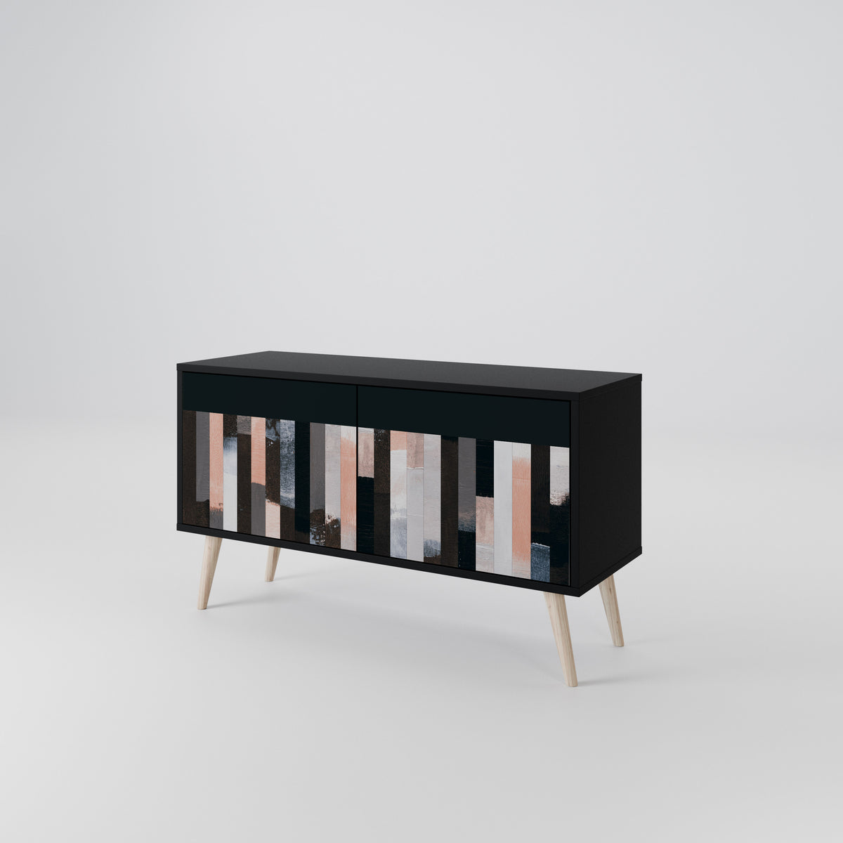 COLLAGE OF RECTANGLES Compact 2-Door TV Cabinet