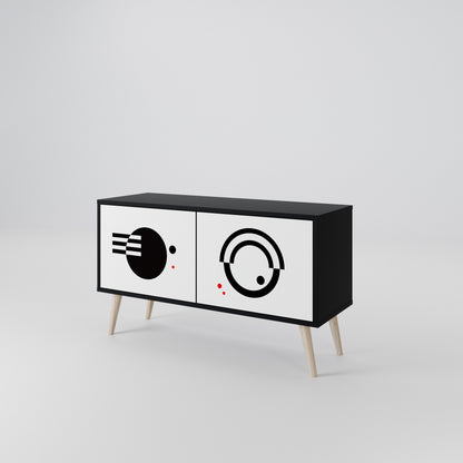 BLACK AND WHITE COMBINATION Compact 2-Door TV Cabinet