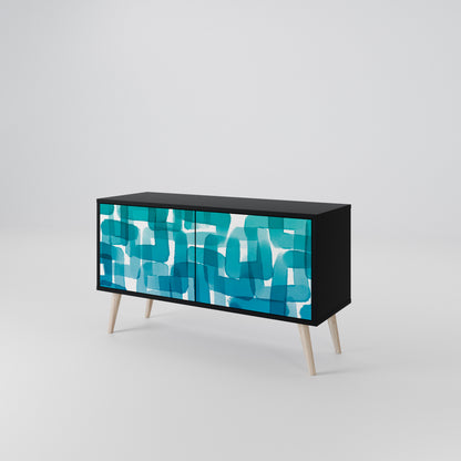 TURQUOISE RECTANGLES Compact 2-Door TV Cabinet