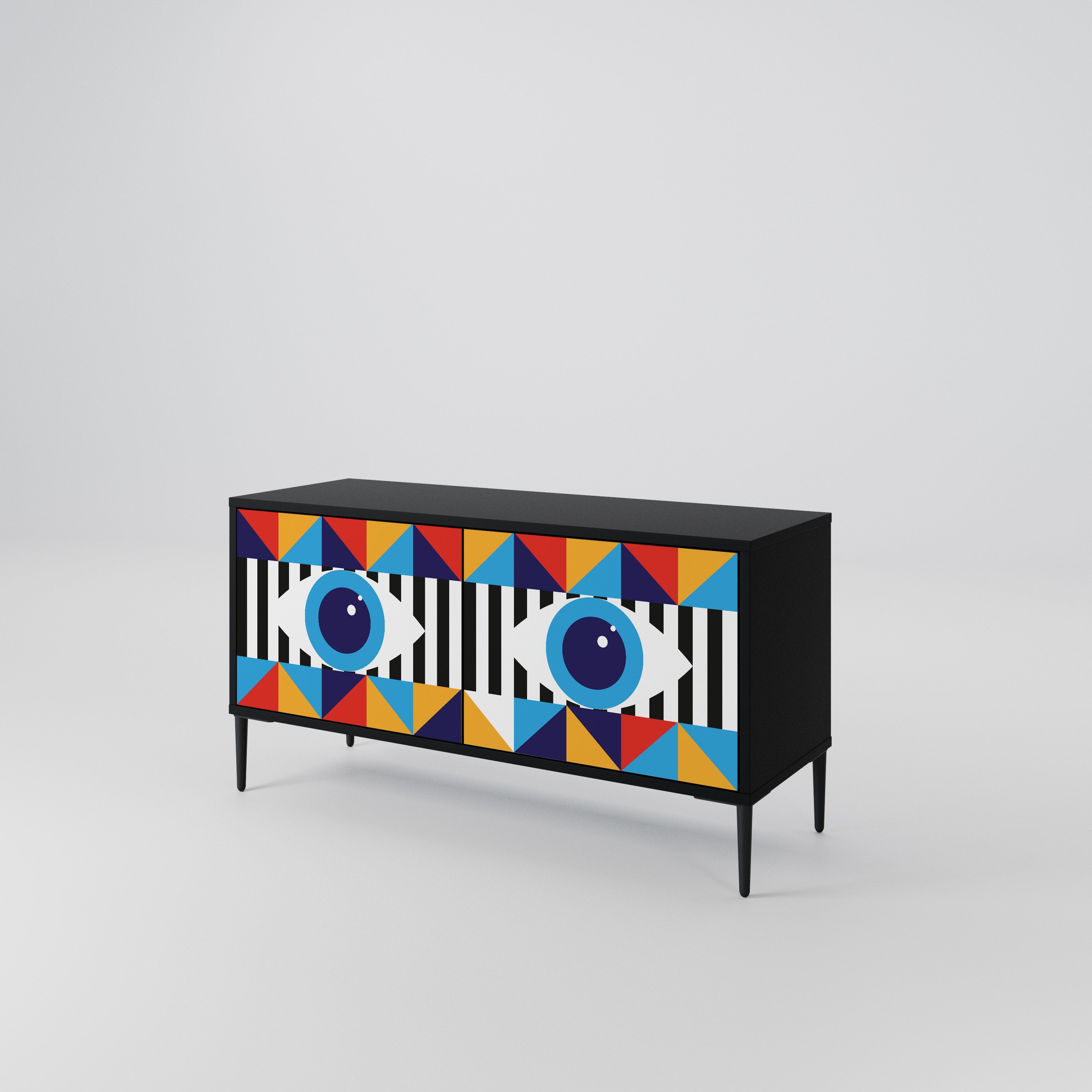 ABSTRACTION AND GEOMETRY Compact 2-Door TV Cabinet