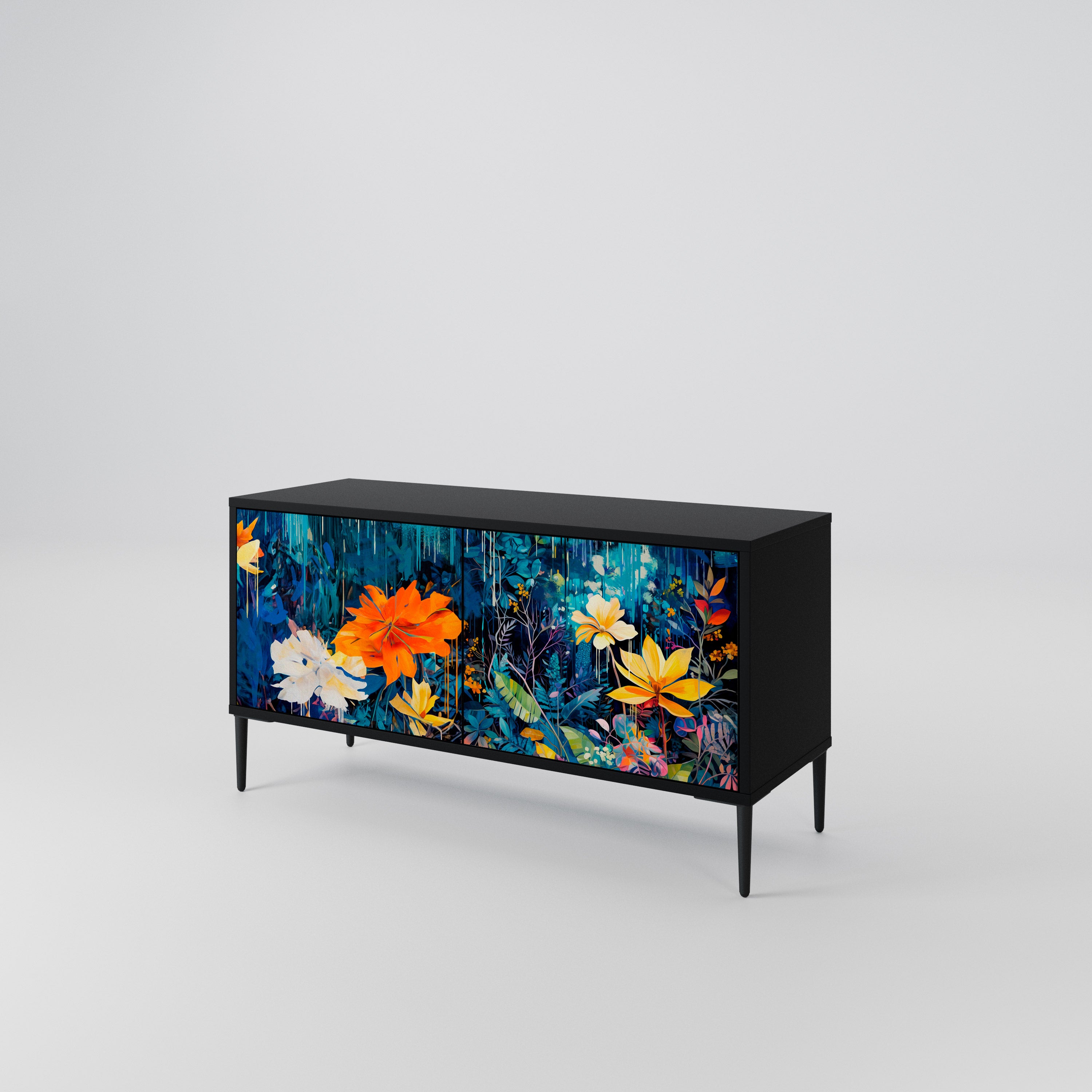 MIDNIGHT BLOSSOM Compact 2-Door TV Cabinet
