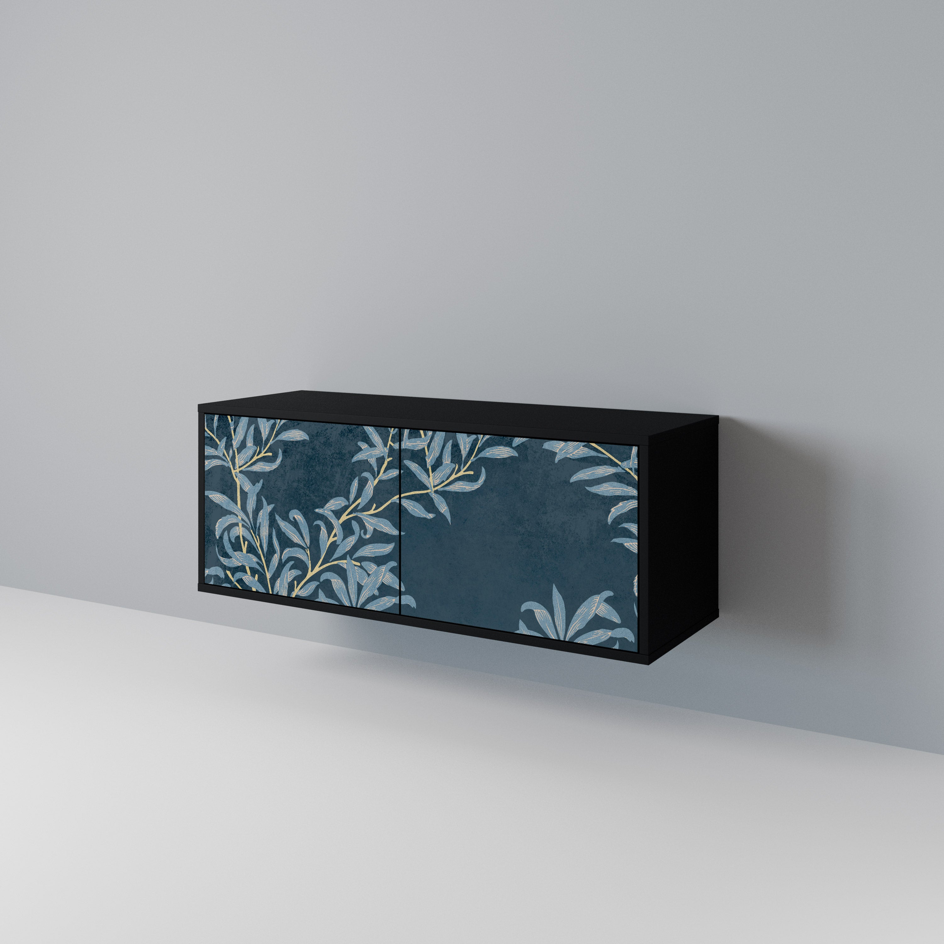 BLUE LEAVES Compact 2-Door TV Cabinet