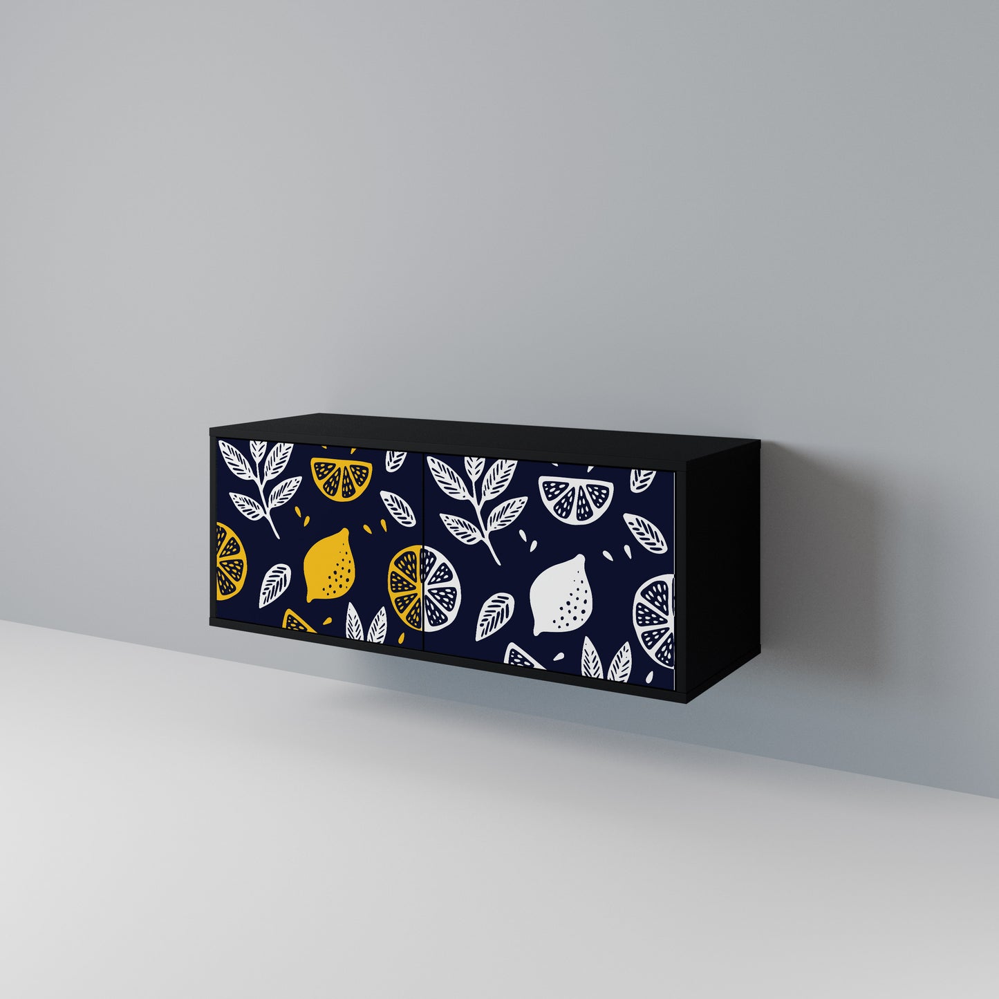 CITRUS BLACK AND WHITE Compact 2-Door TV Cabinet