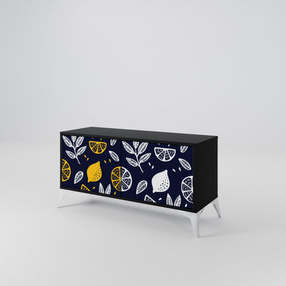 CITRUS BLACK AND WHITE Compact 2-Door TV Cabinet