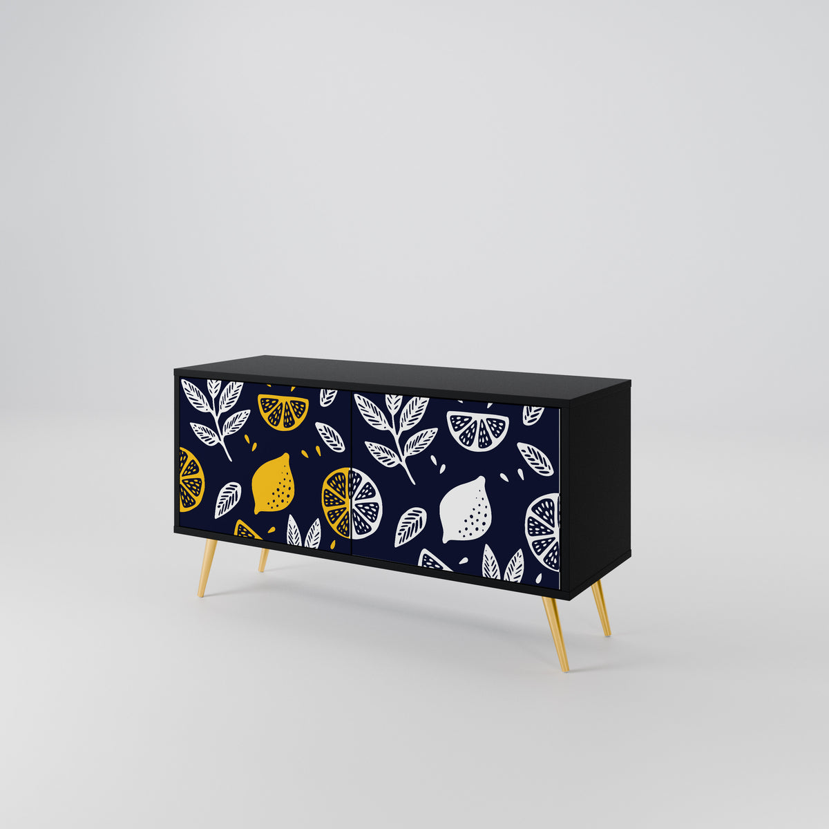 CITRUS BLACK AND WHITE Compact 2-Door TV Cabinet
