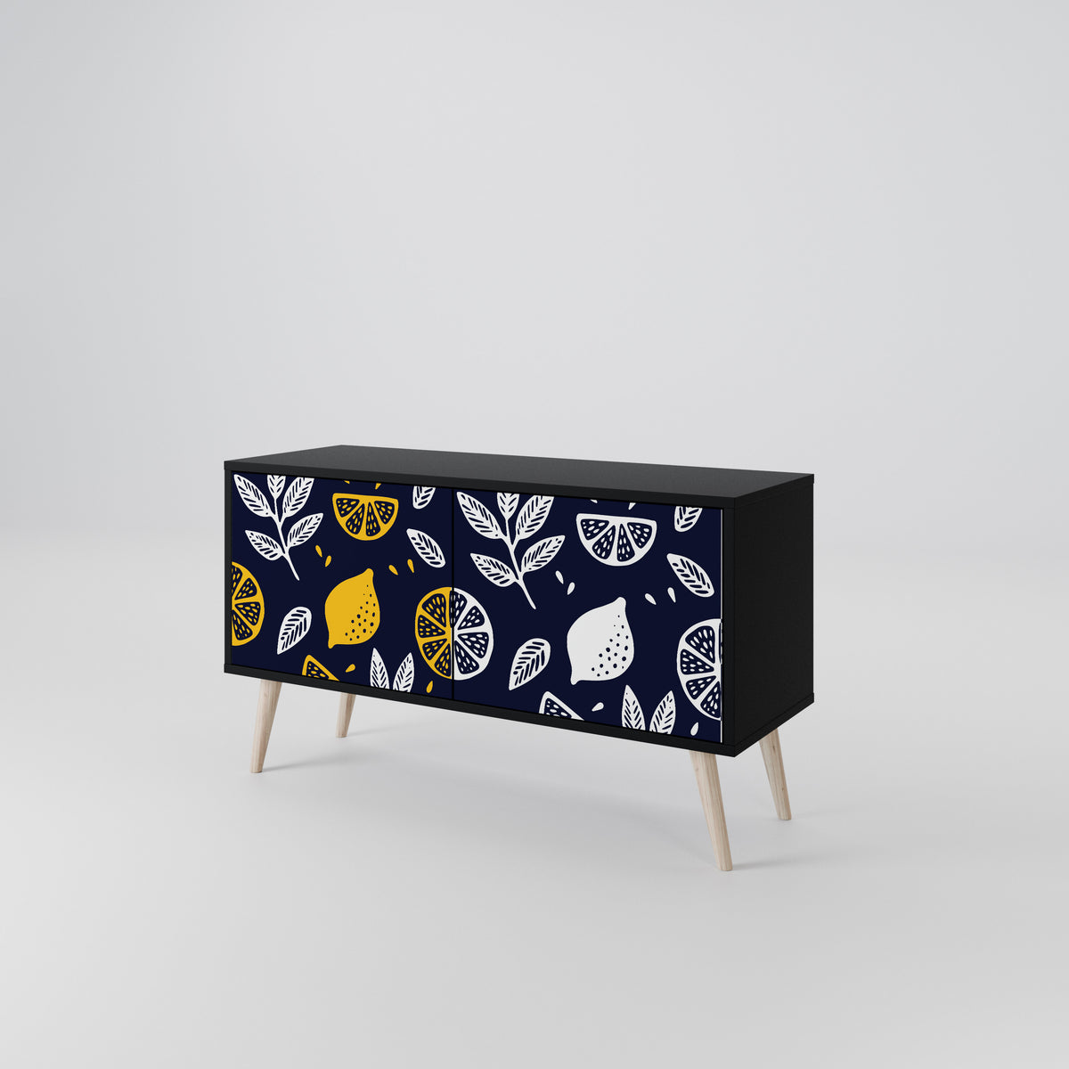 CITRUS BLACK AND WHITE Compact 2-Door TV Cabinet