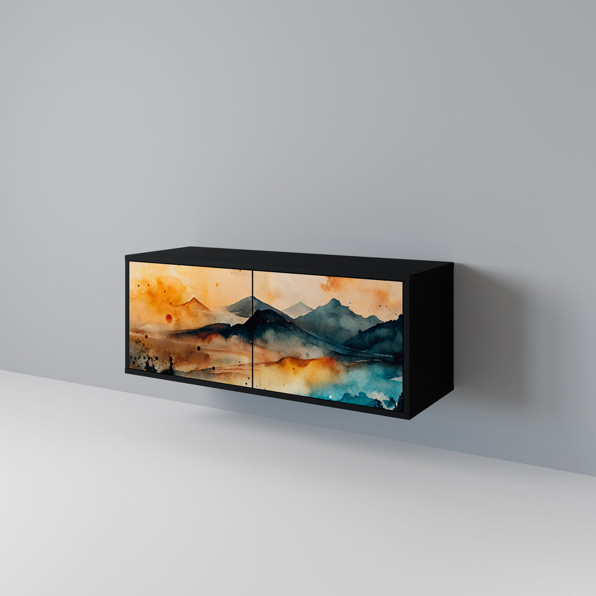 OMINOUS MOUNTAINS Compact 2-Door TV Cabinet