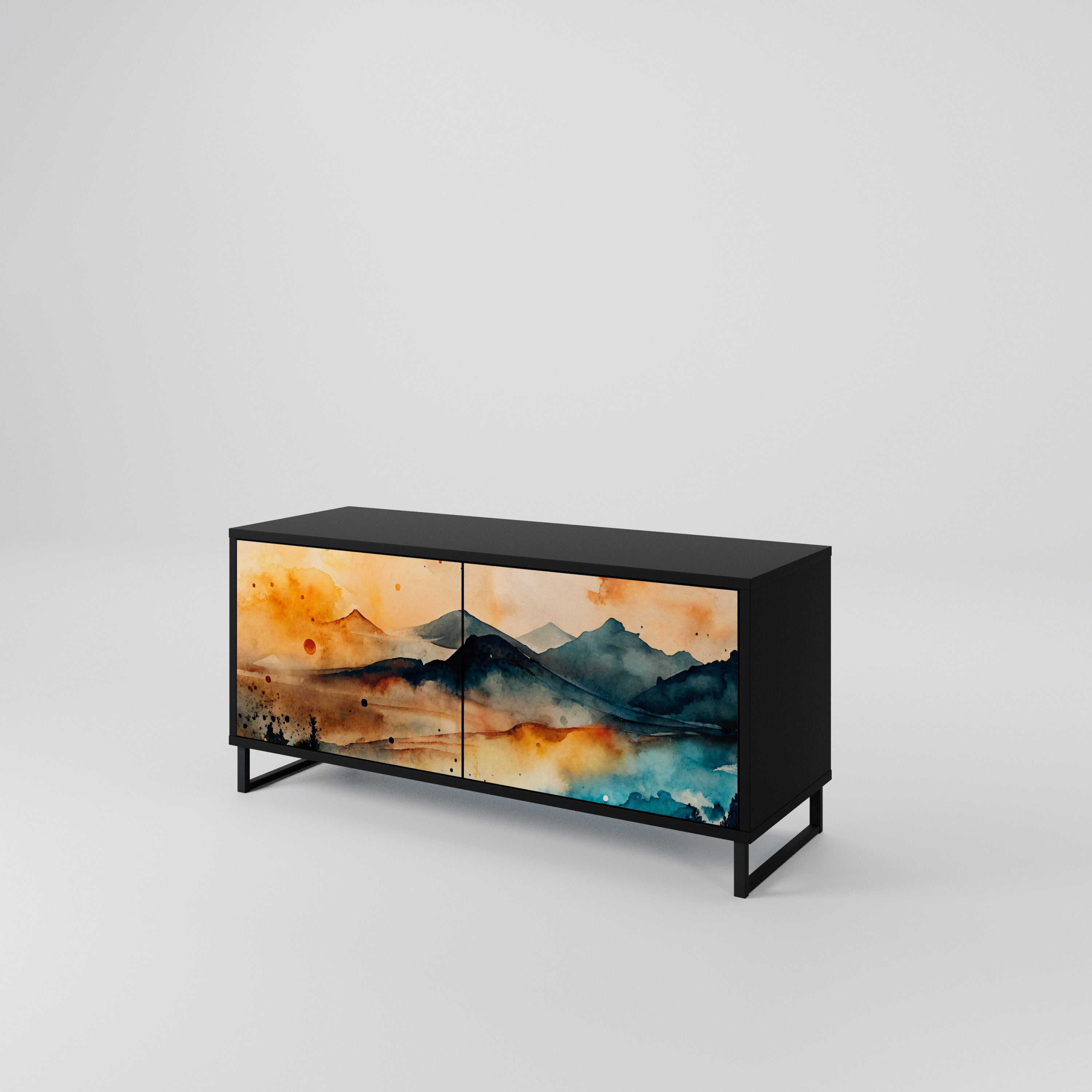 OMINOUS MOUNTAINS Compact 2-Door TV Cabinet