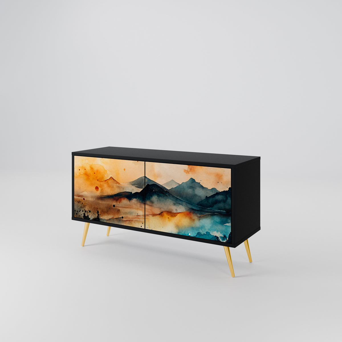 OMINOUS MOUNTAINS Compact 2-Door TV Cabinet