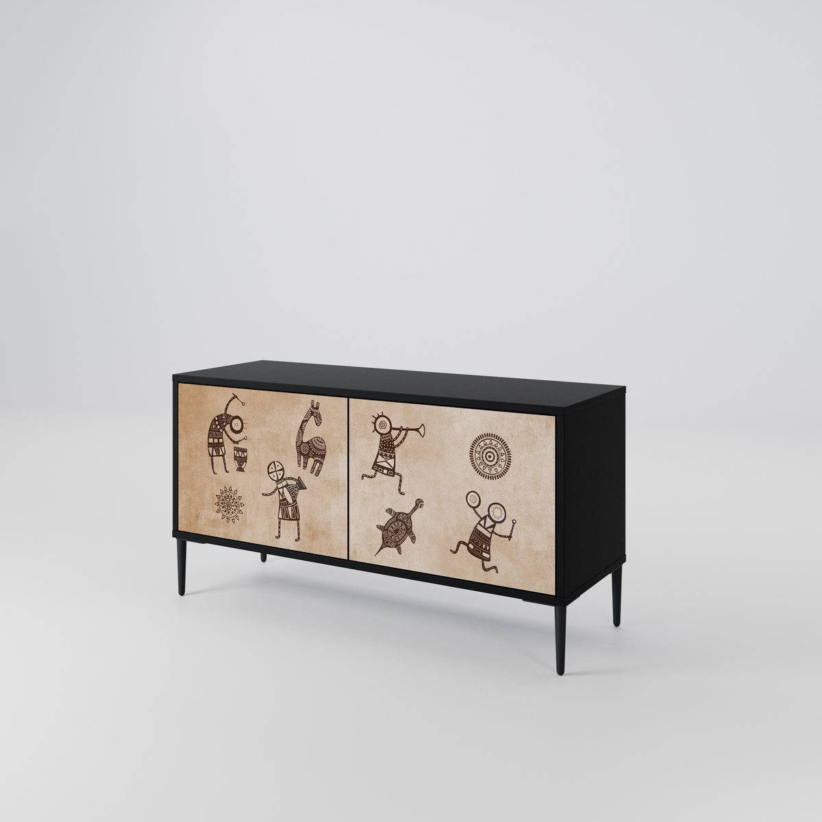 AFRICAN STYLE Compact 2-Door TV Cabinet