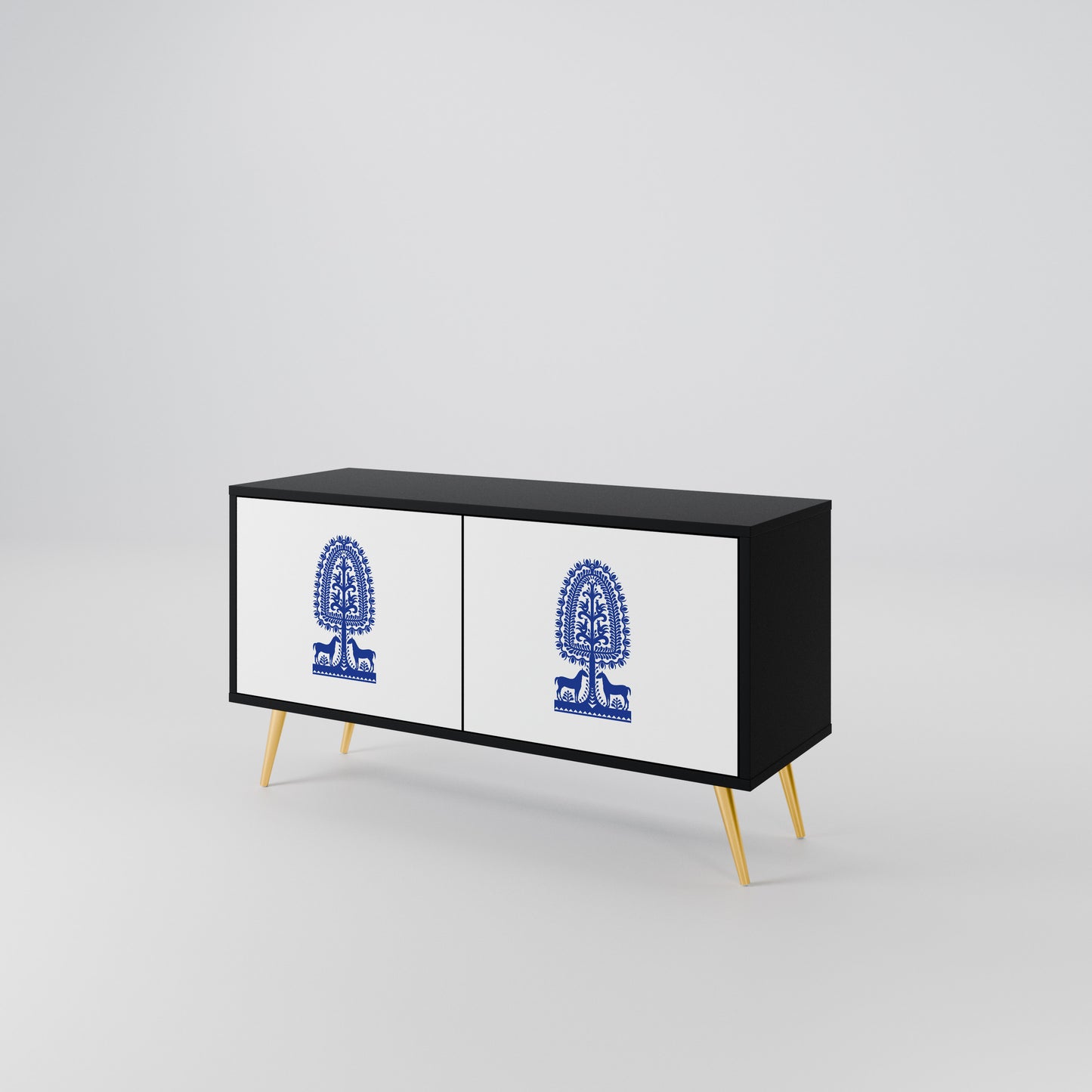 POLISH FOLK ART Compact 2-Door TV Cabinet