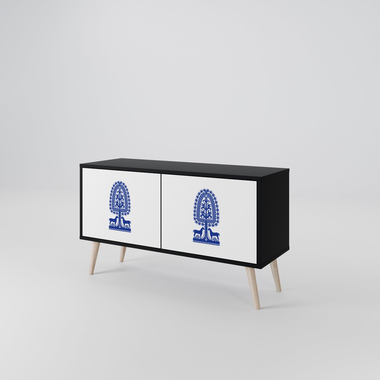 POLISH FOLK ART Compact 2-Door TV Cabinet