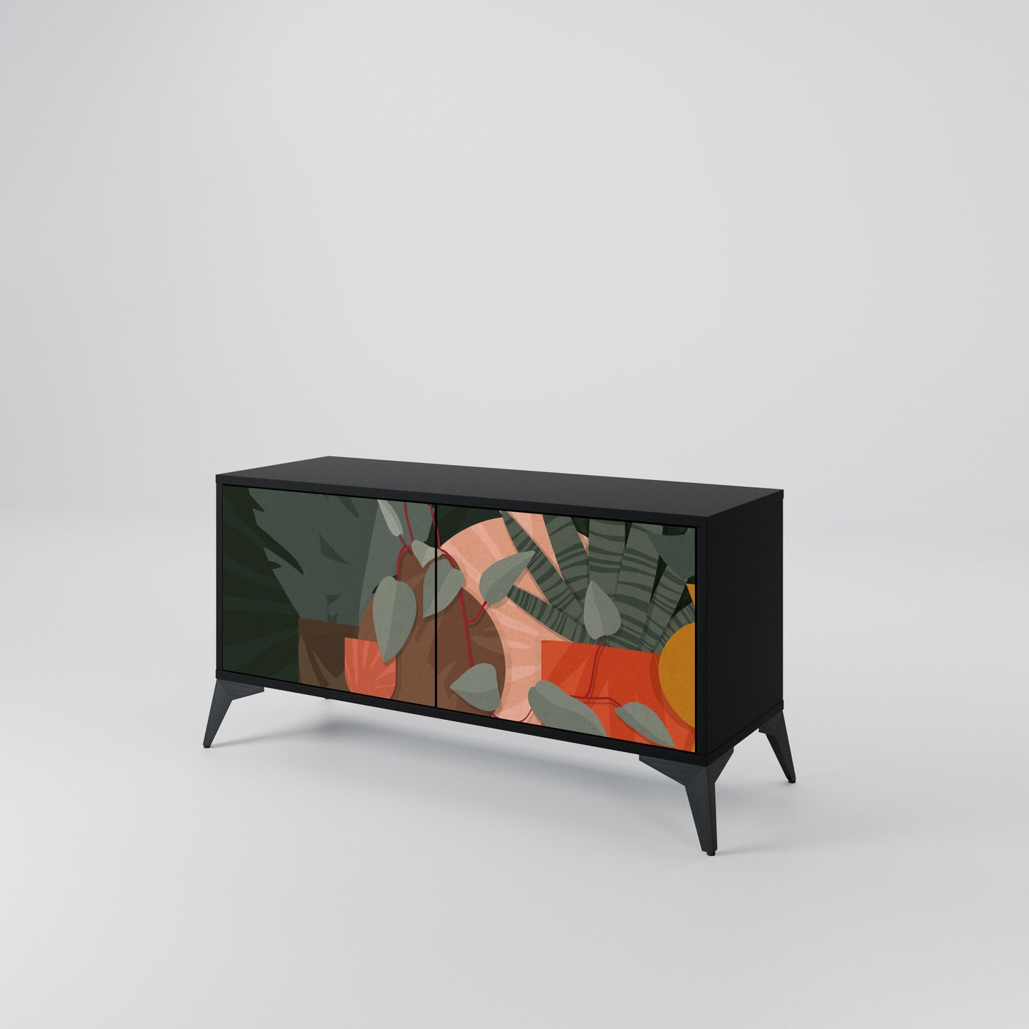 TROPICAL COMPOSITION Compact 2-Door TV Cabinet