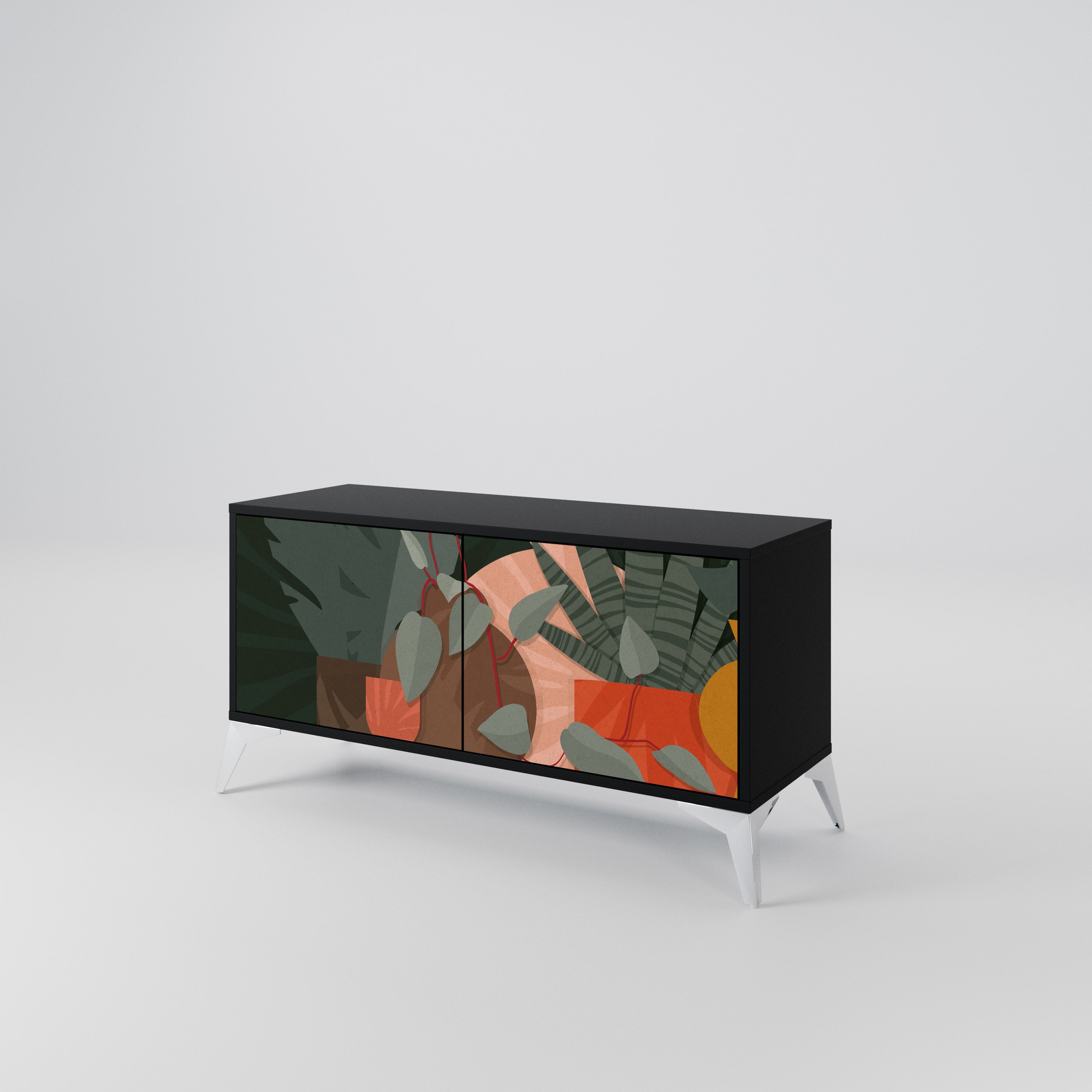 TROPICAL COMPOSITION Compact 2-Door TV Cabinet