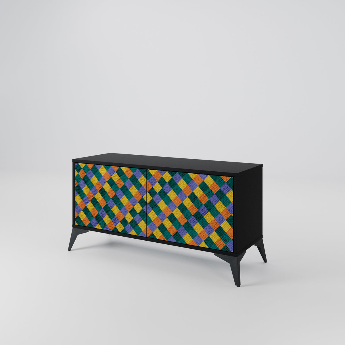 PAINTED SQUARES MIX Compact 2-Door TV Cabinet