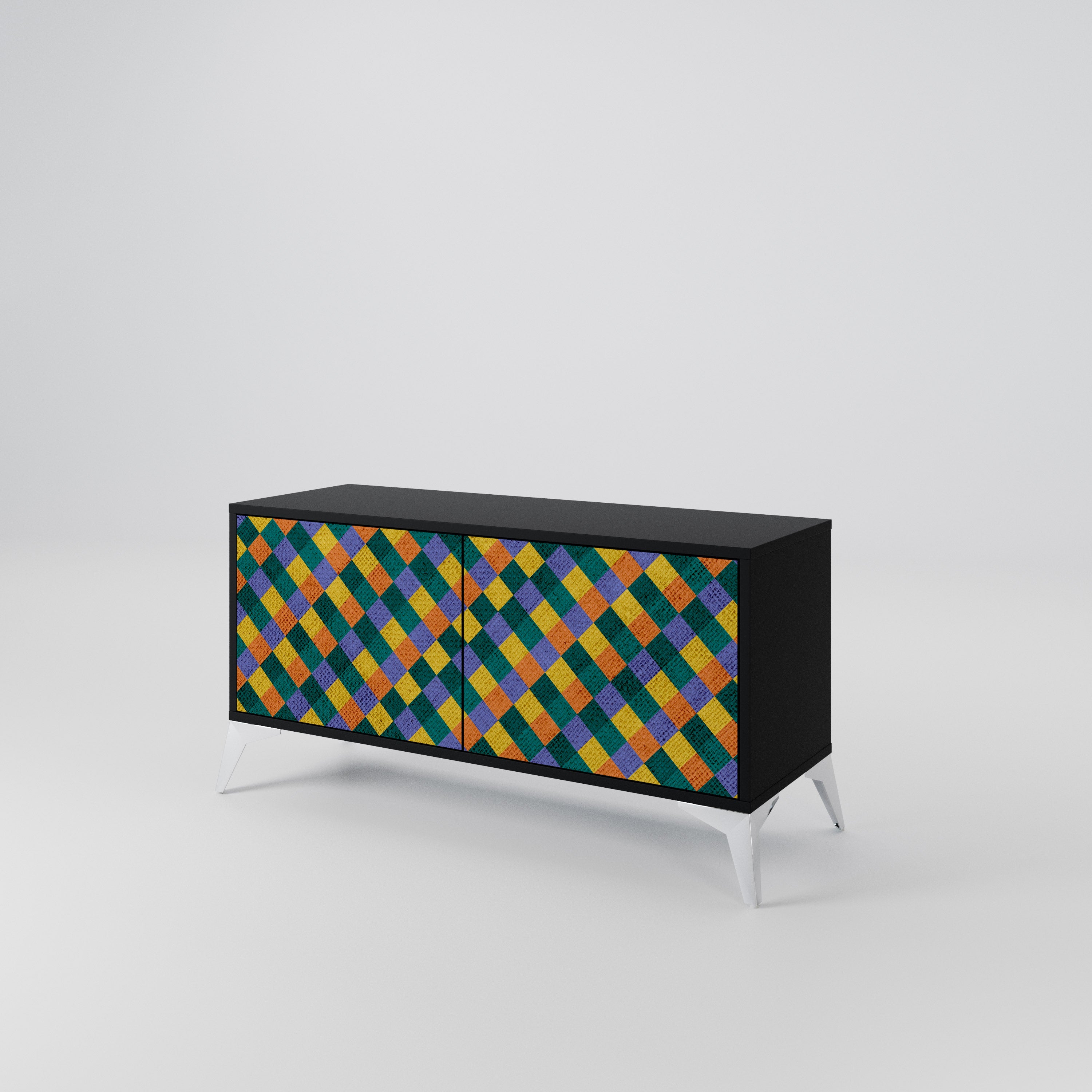 PAINTED SQUARES MIX Compact 2-Door TV Cabinet