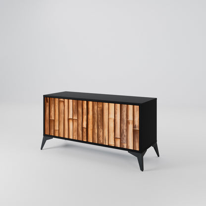 NATURAL WOOD Compact 2-Door TV Cabinet