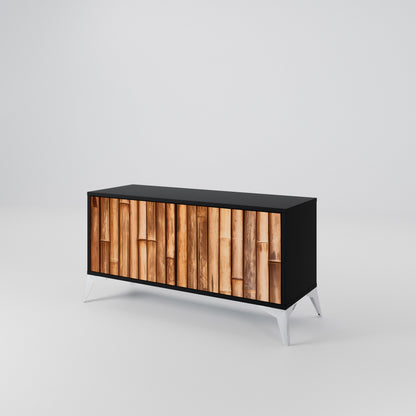 NATURAL WOOD Compact 2-Door TV Cabinet