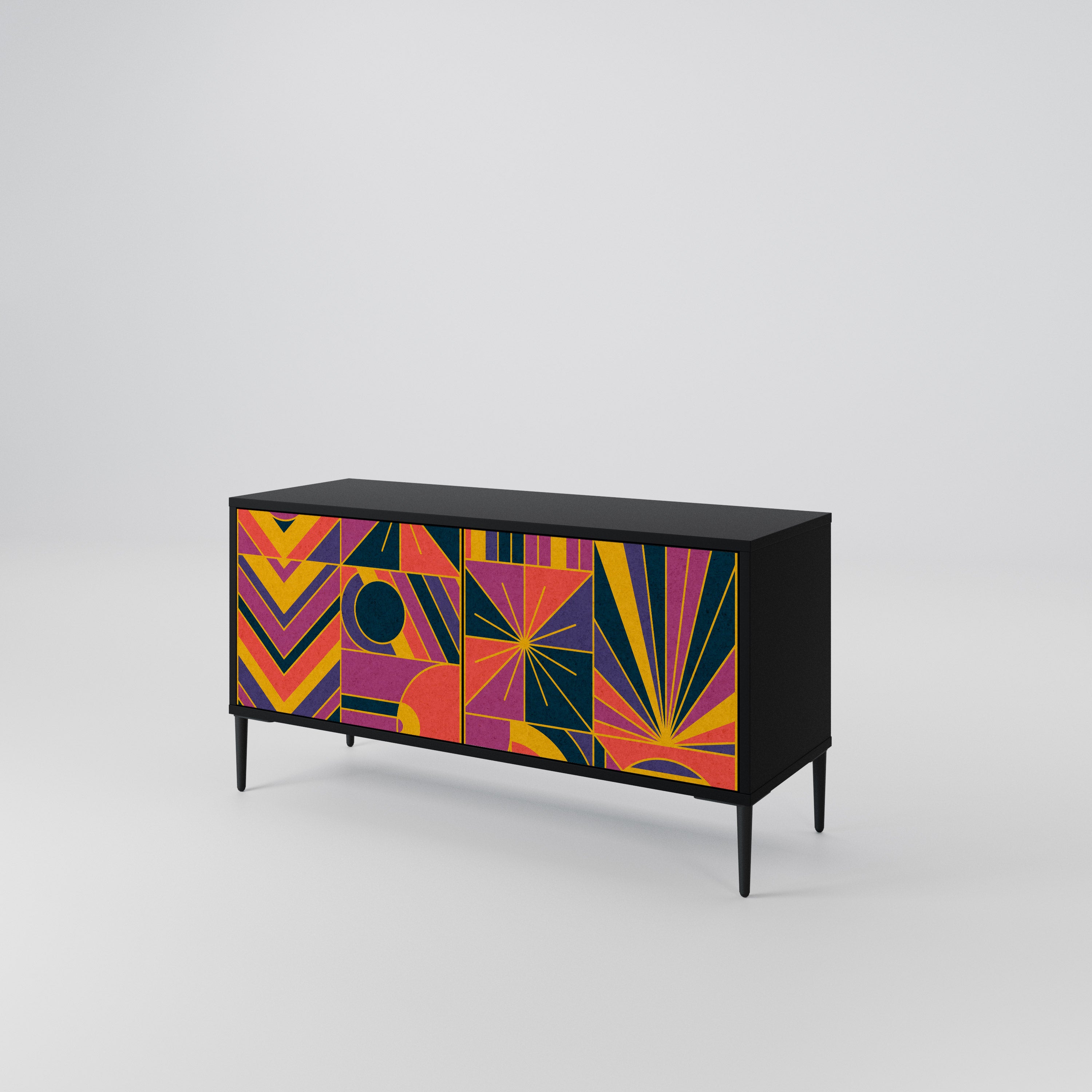 ELECTRIC PATTERNS Compact 2-Door TV Cabinet