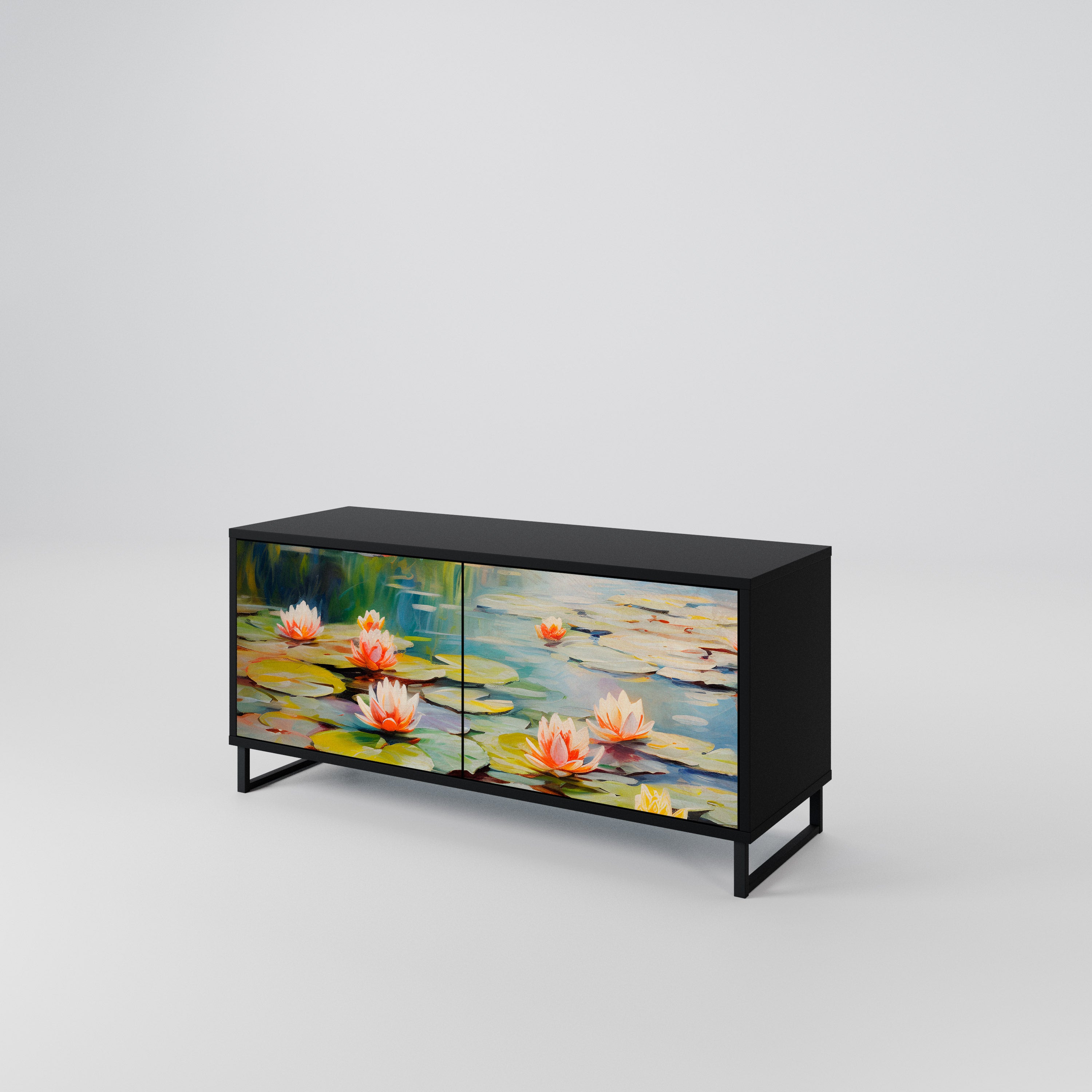 BLOOMING WATERS Compact 2-Door TV Cabinet
