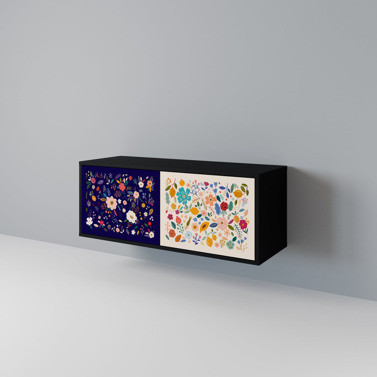 FLORAL COMBINATION Compact 2-Door TV Cabinet