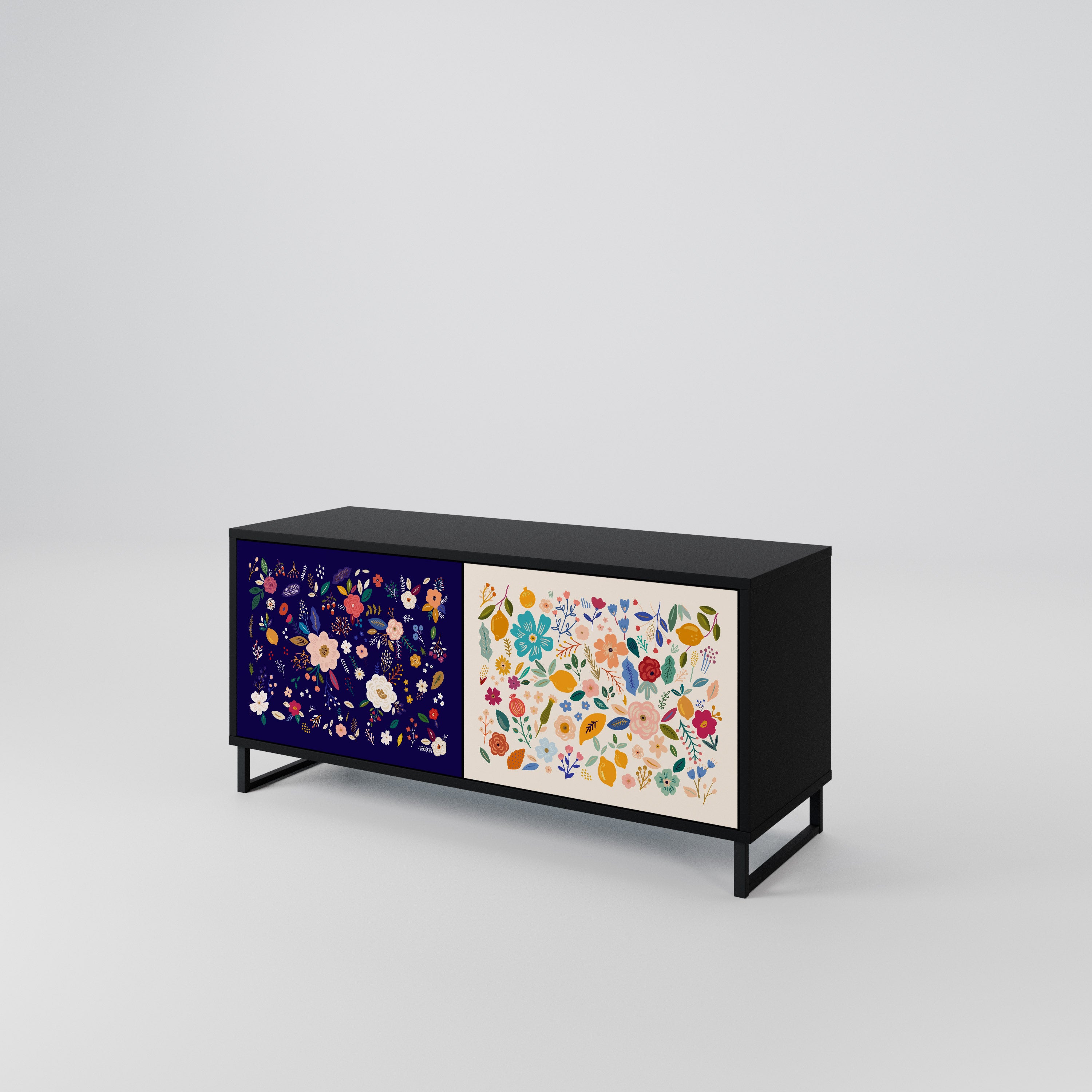 FLORAL COMBINATION Compact 2-Door TV Cabinet