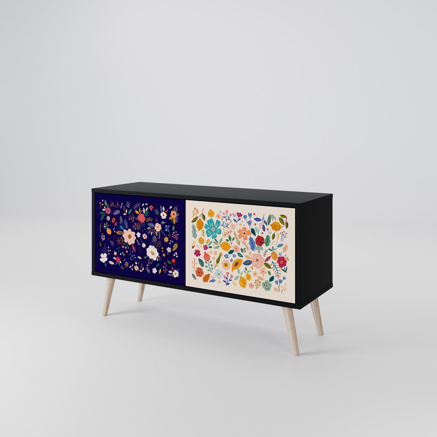 FLORAL COMBINATION Compact 2-Door TV Cabinet