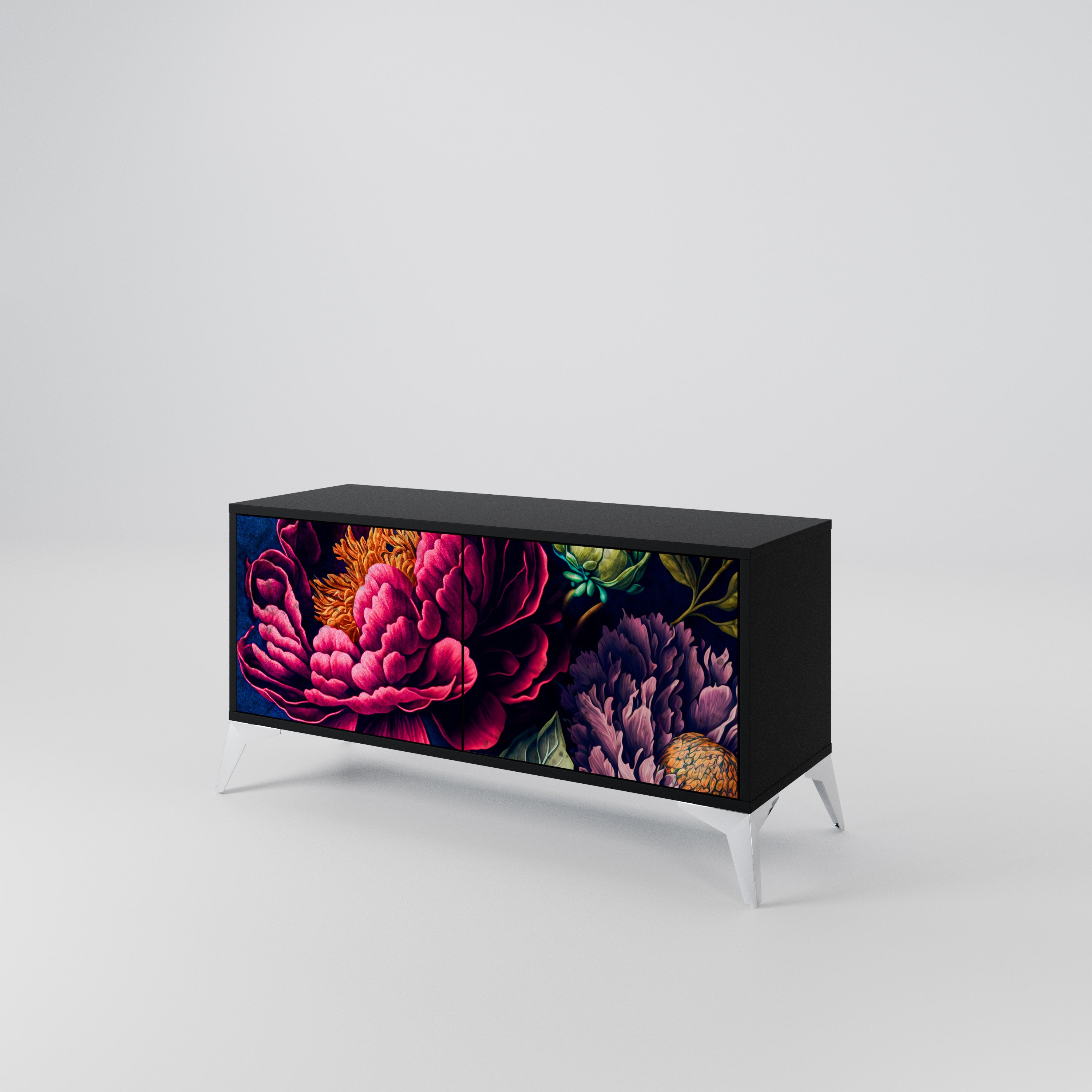 BLOOMING ELEGANCE Compact 2-Door TV Cabinet