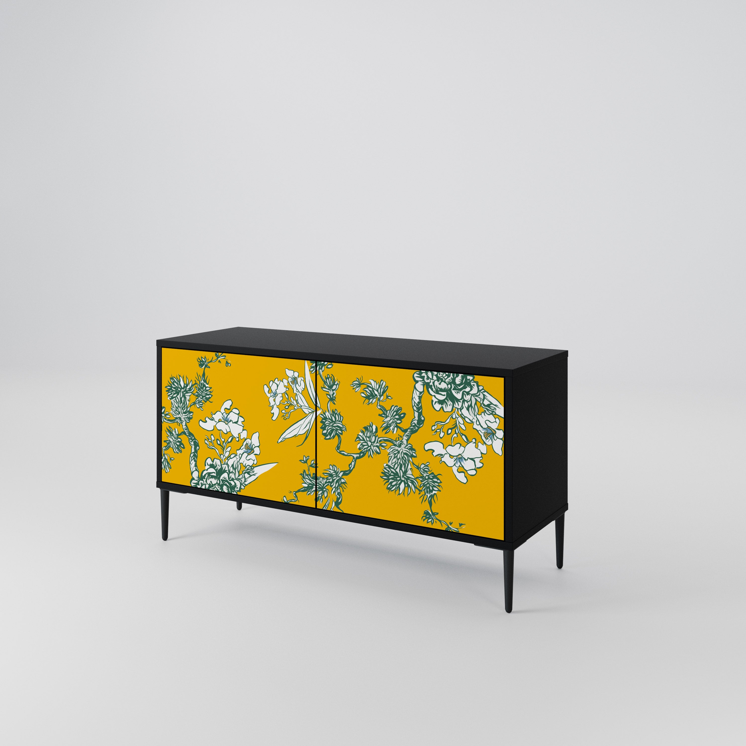 YELLOW CHINOISERIE Compact 2-Door TV Cabinet