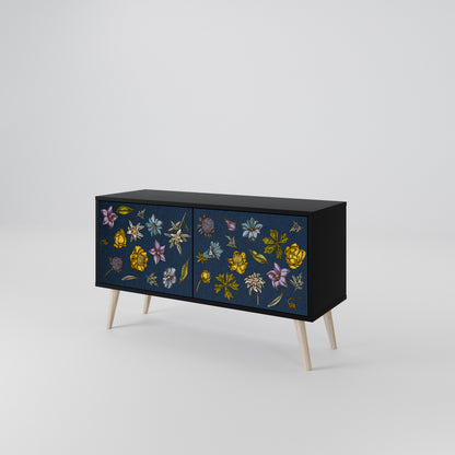 FLOWERS ON NAVY BLUE Compact 2-Door TV Cabinet
