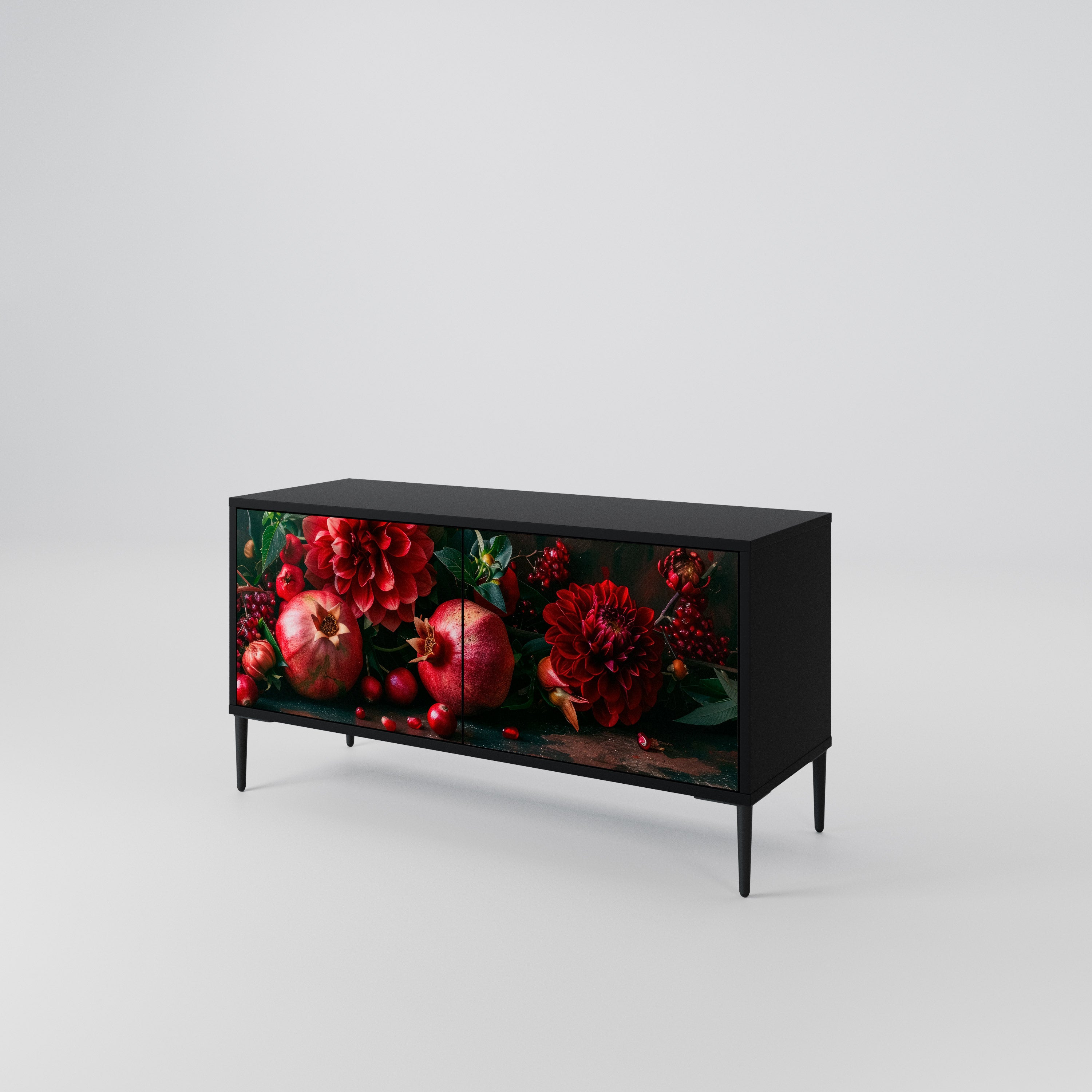 DAHLIAS AND POMEGRANATES Compact 2-Door TV Cabinet