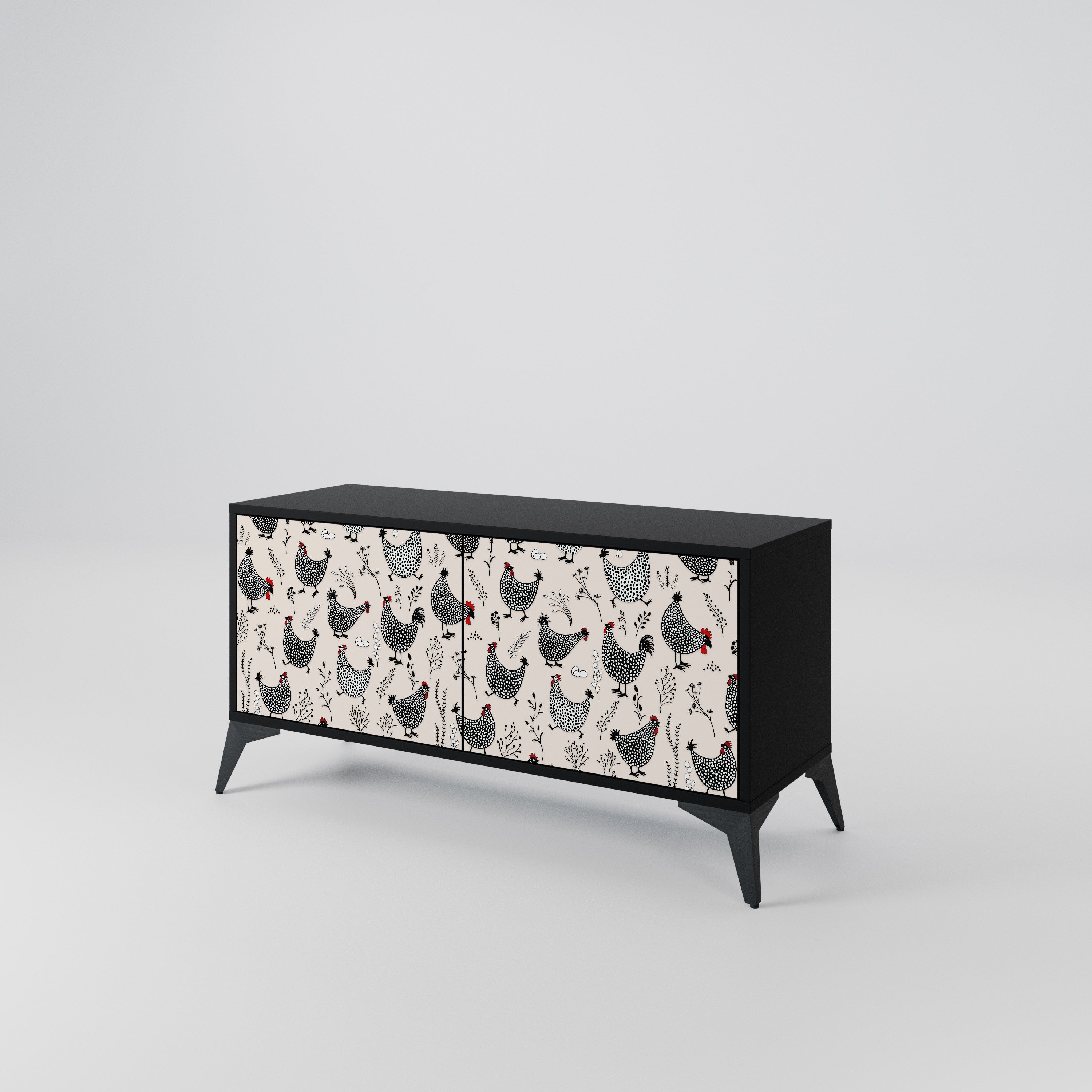 HAPPY HENS Compact 2-Door TV Cabinet