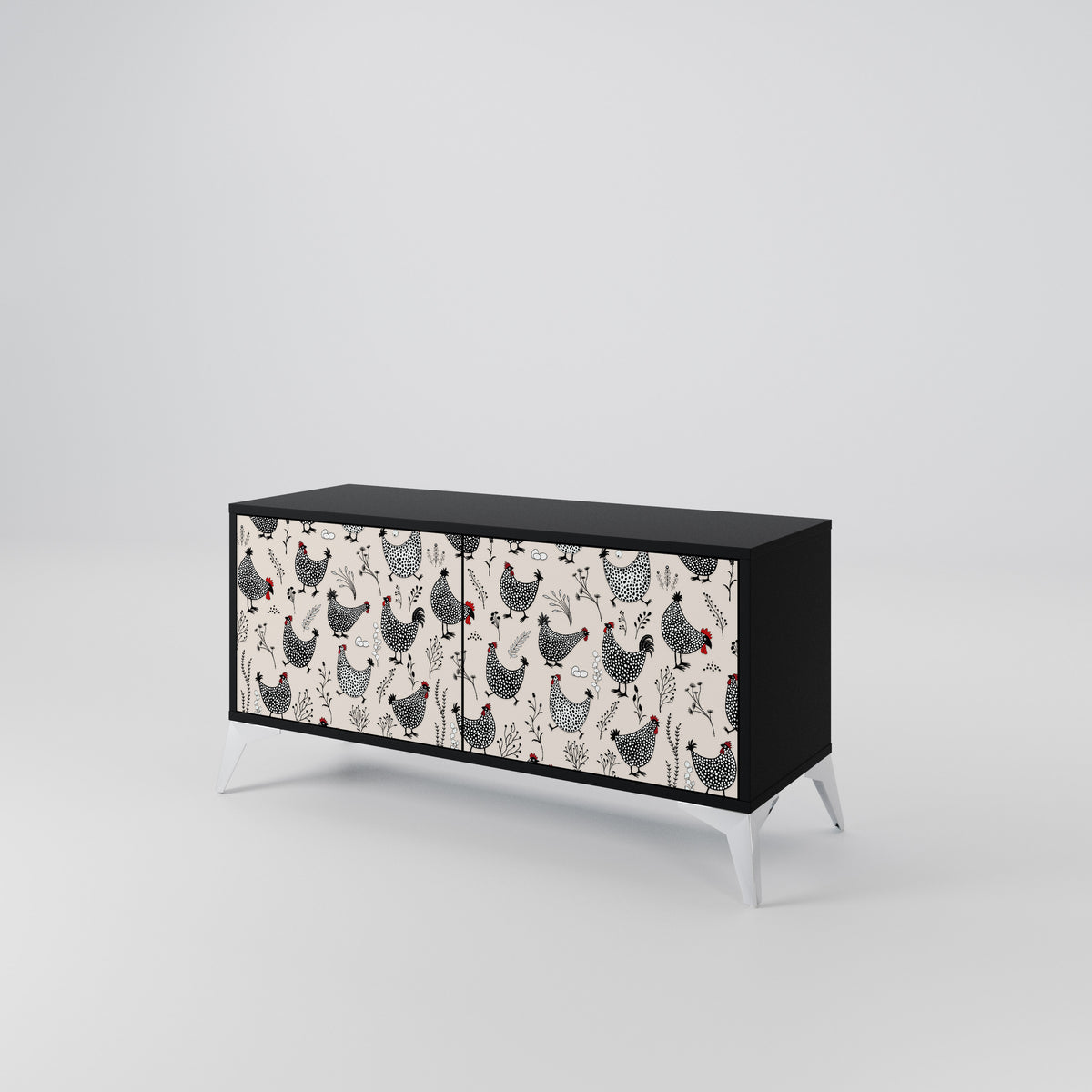 HAPPY HENS Compact 2-Door TV Cabinet