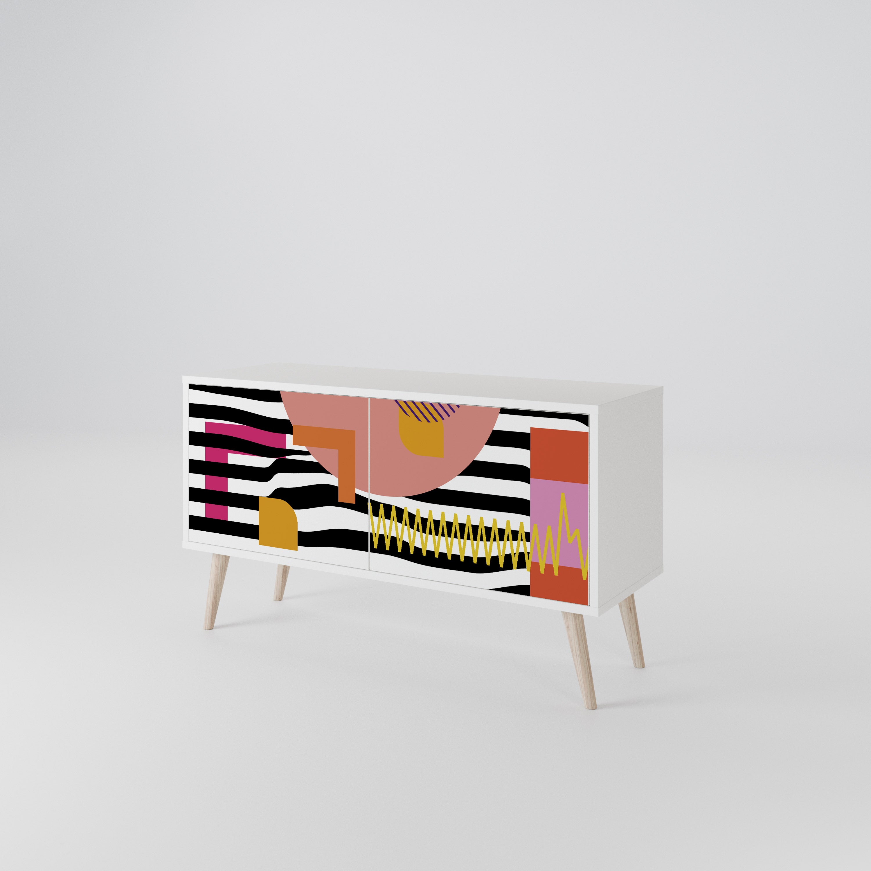 CHROMATIC ABSTRACT Compact 2-Door TV Cabinet