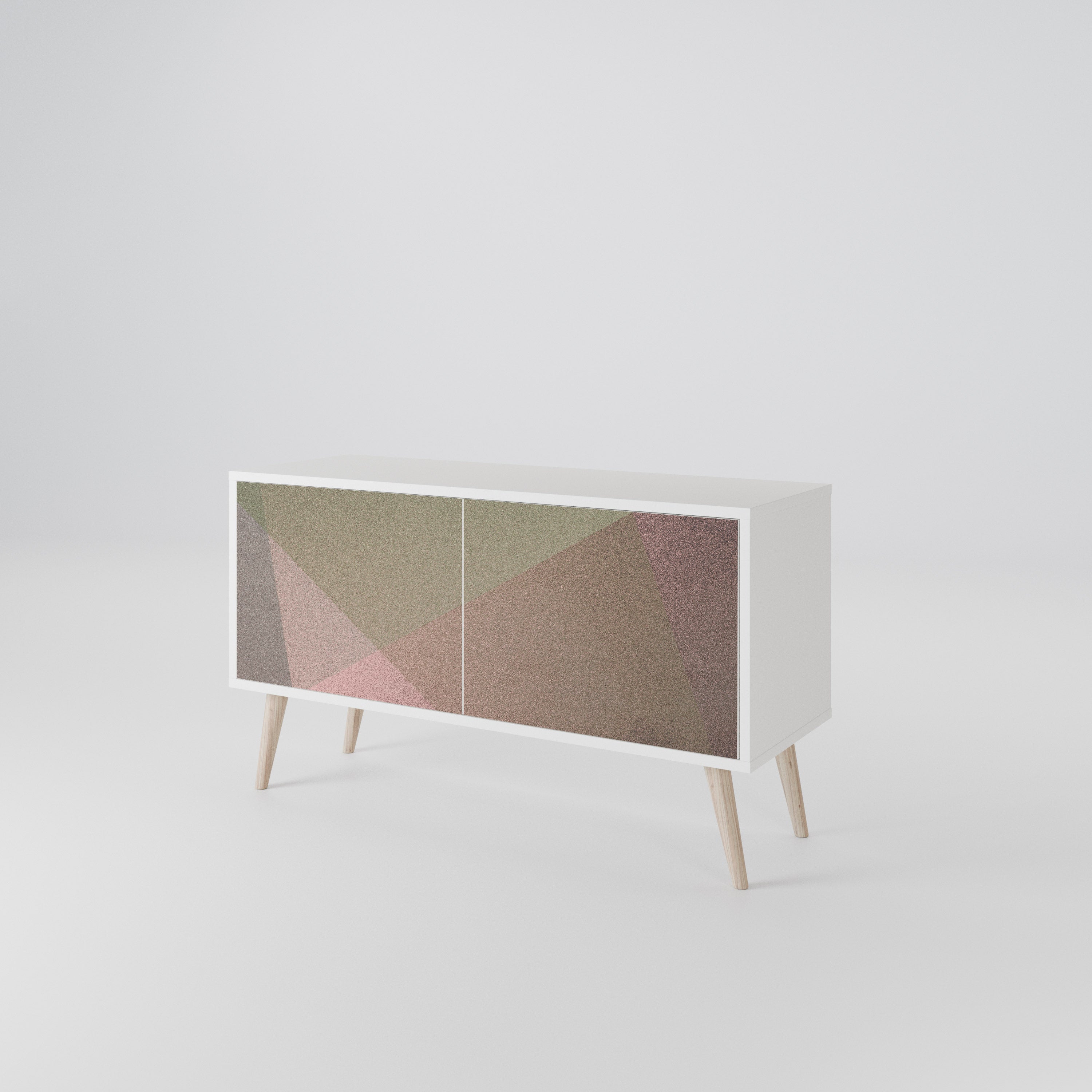 BEIGE GEOMETRY Compact 2-Door TV Cabinet