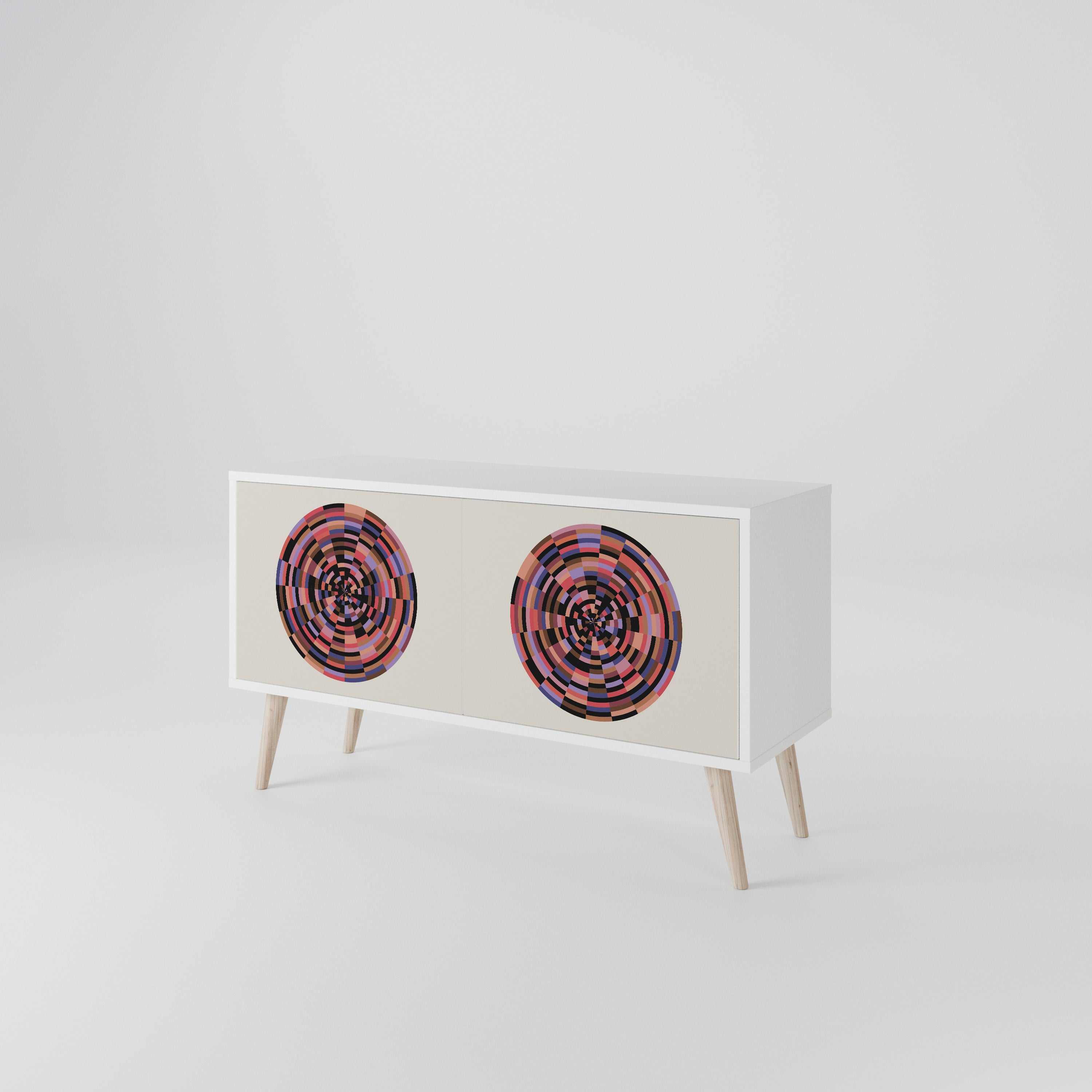 BROWN CIRCLES Compact 2-Door TV Cabinet