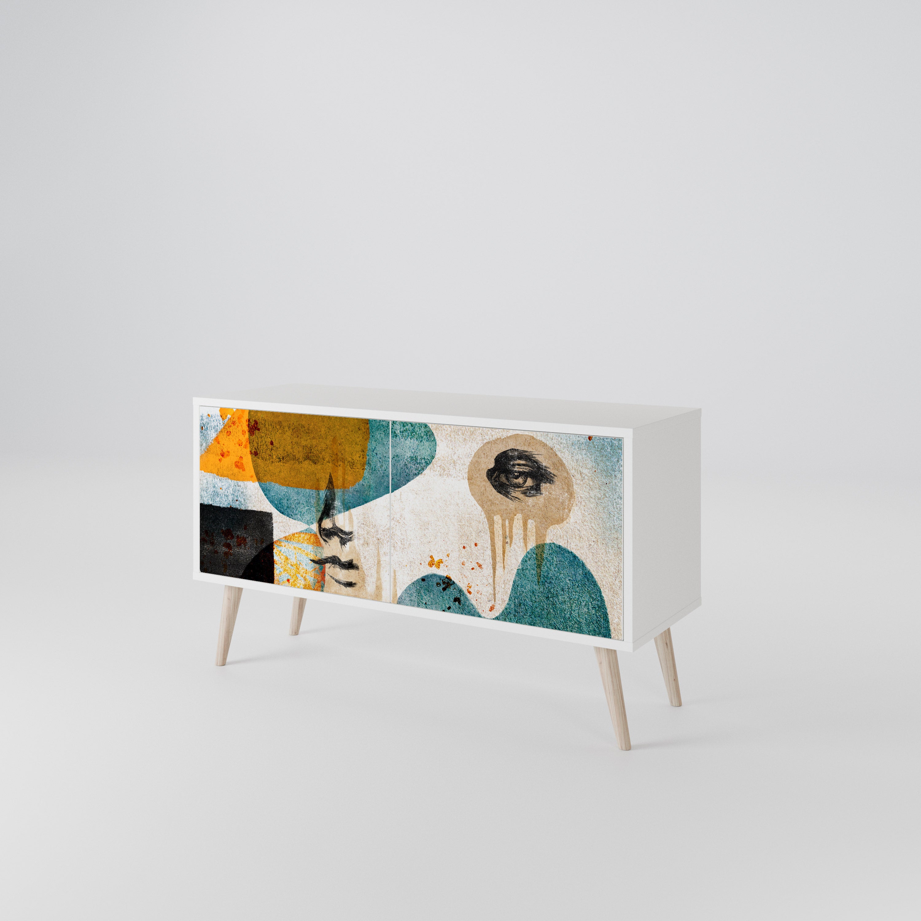 ABSTRACT FACES Compact 2-Door TV Cabinet