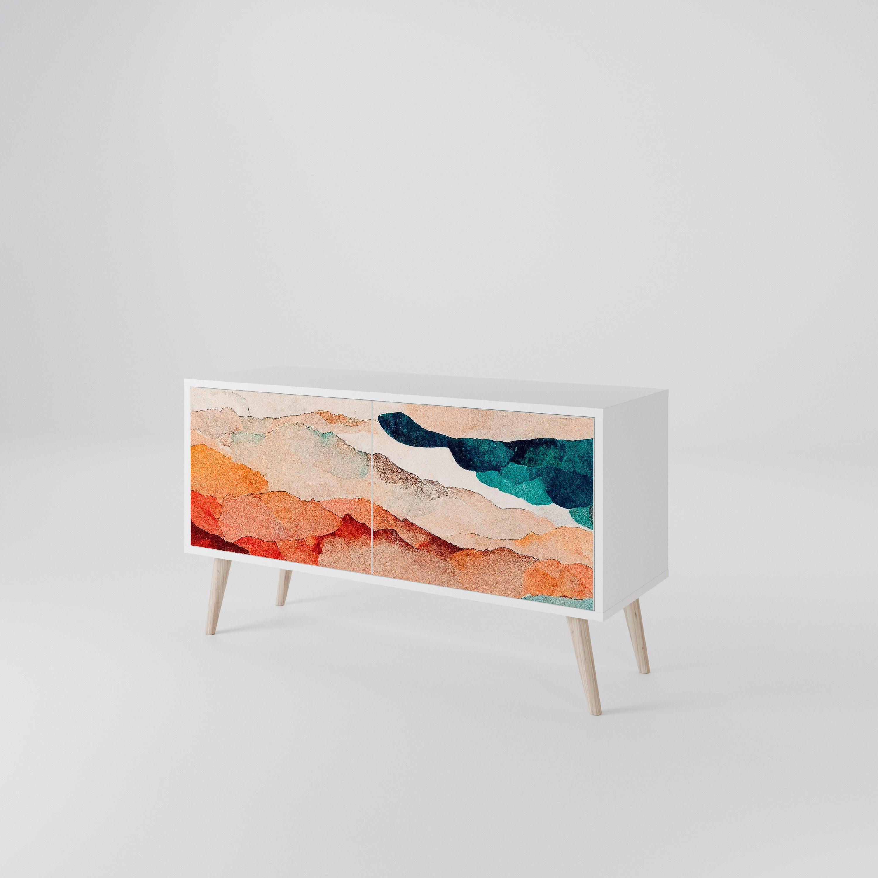 ABSTRACT LANDSCAPE Compact 2-Door TV Cabinet