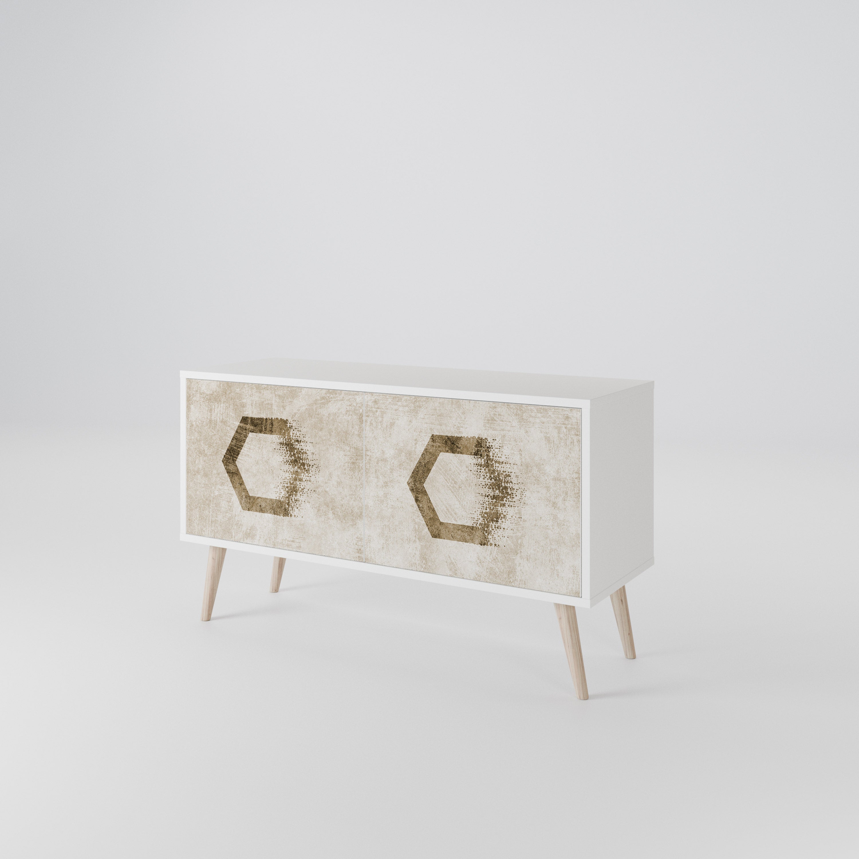 HEXAGONAL SHAPES Compact 2-Door TV Cabinet