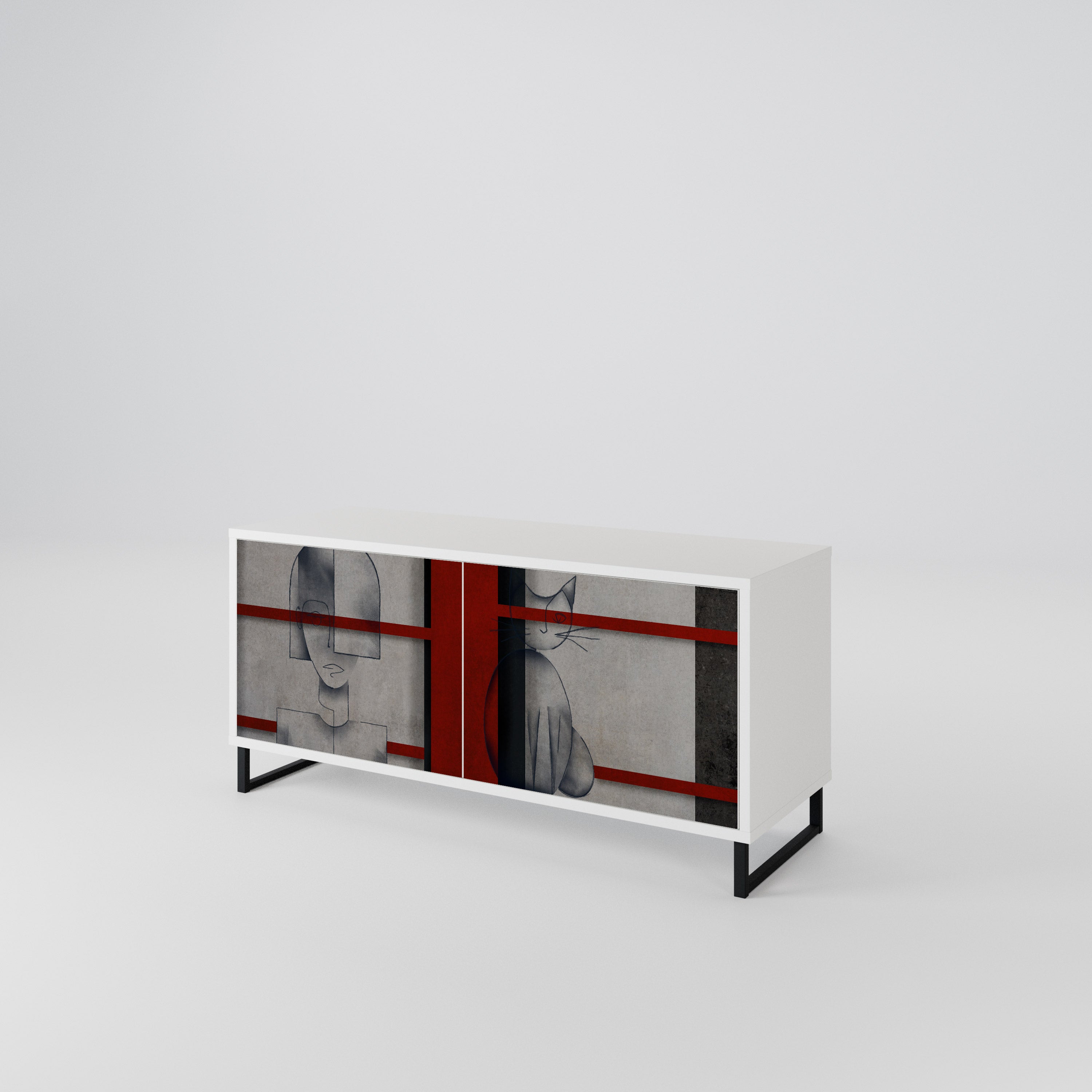 GRAY FIGURES Compact 2-Door TV Cabinet