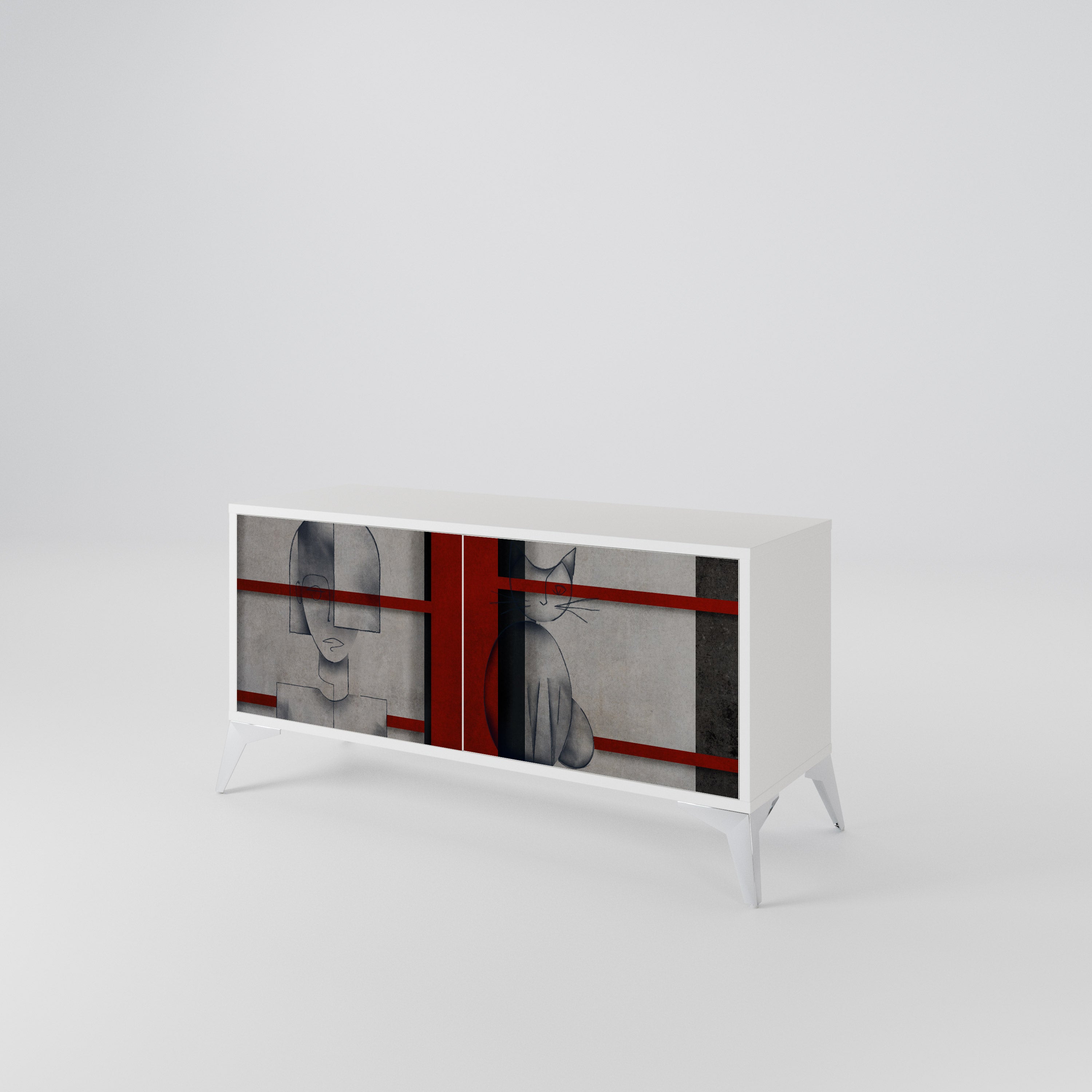 GRAY FIGURES Compact 2-Door TV Cabinet