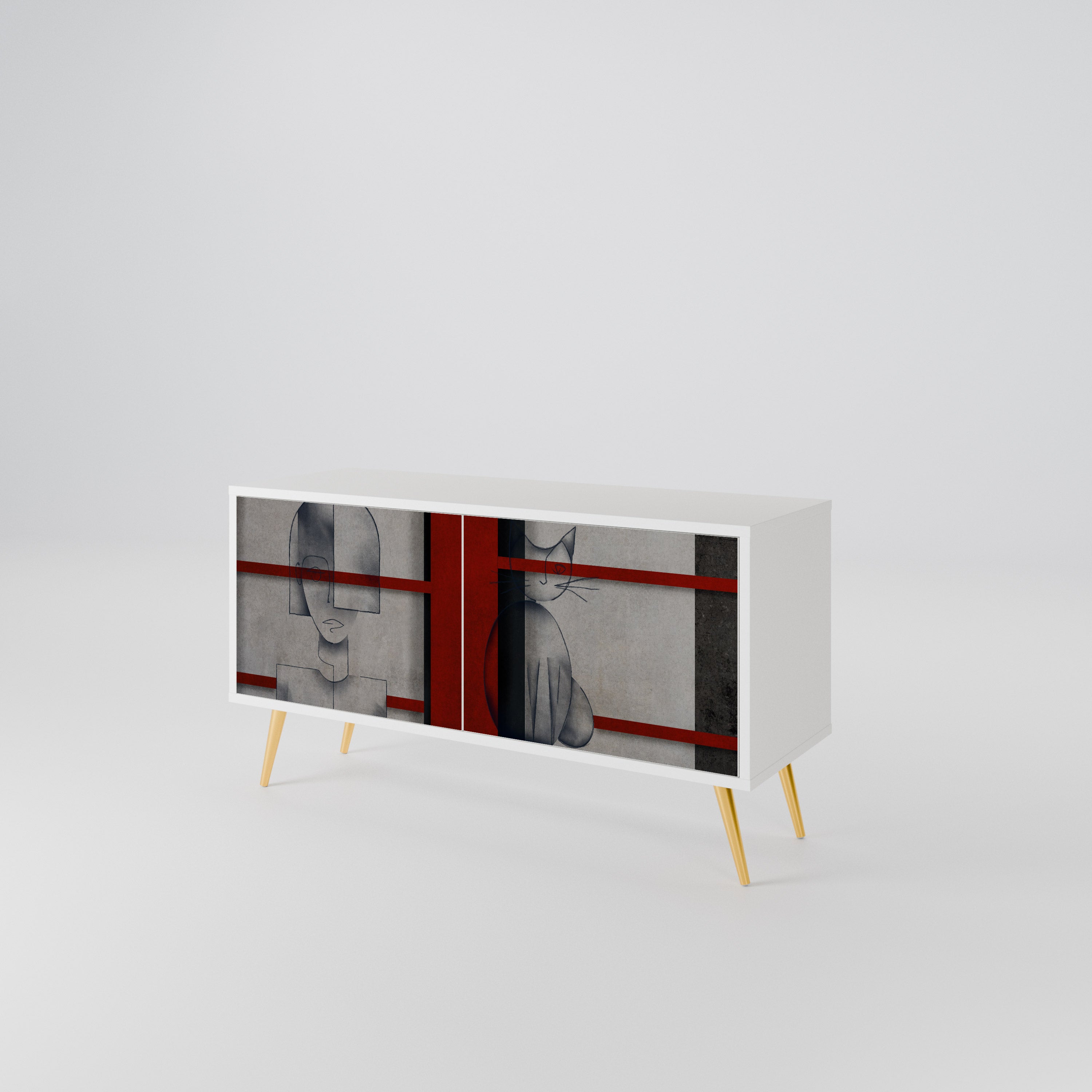 GRAY FIGURES Compact 2-Door TV Cabinet