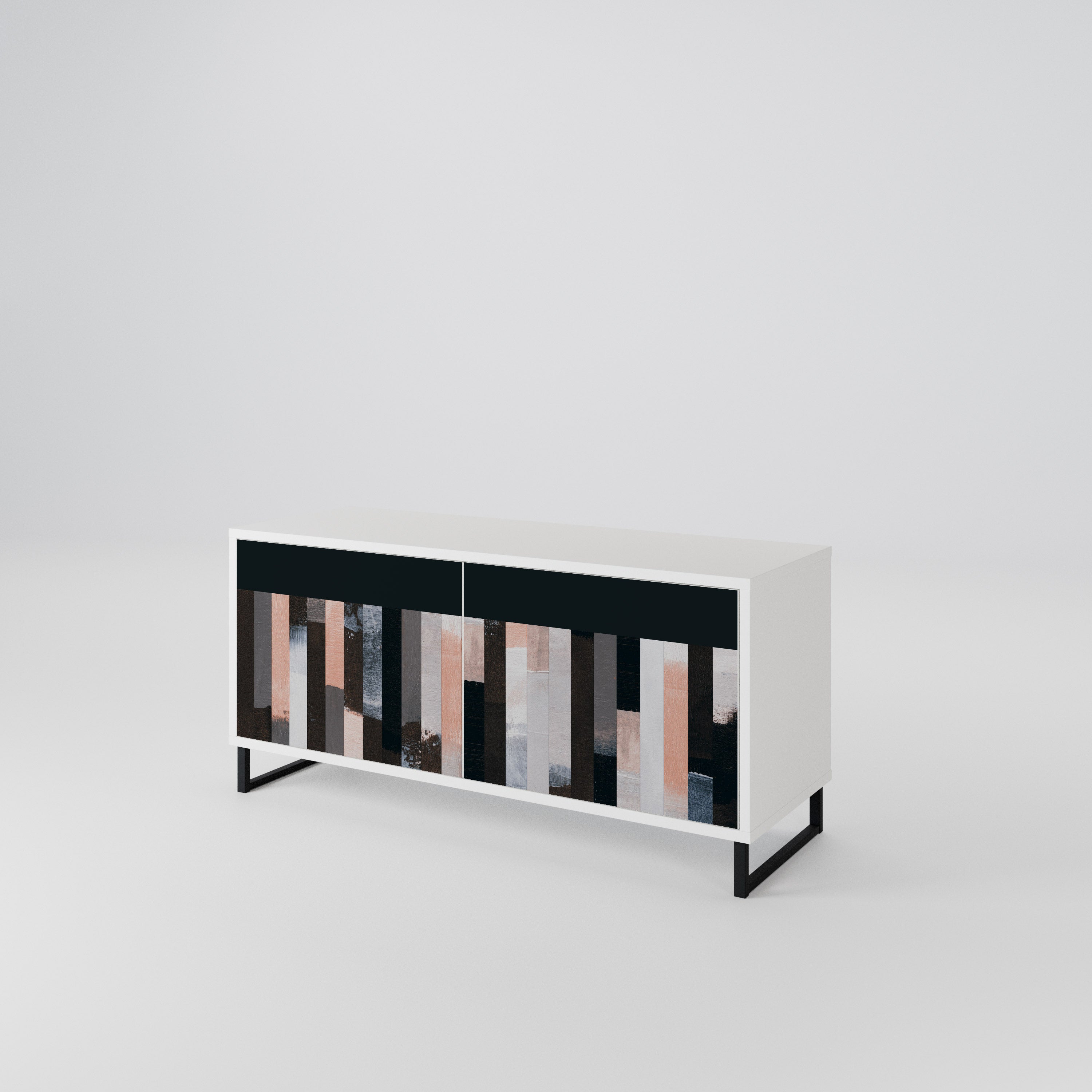 COLLAGE OF RECTANGLES Compact 2-Door TV Cabinet