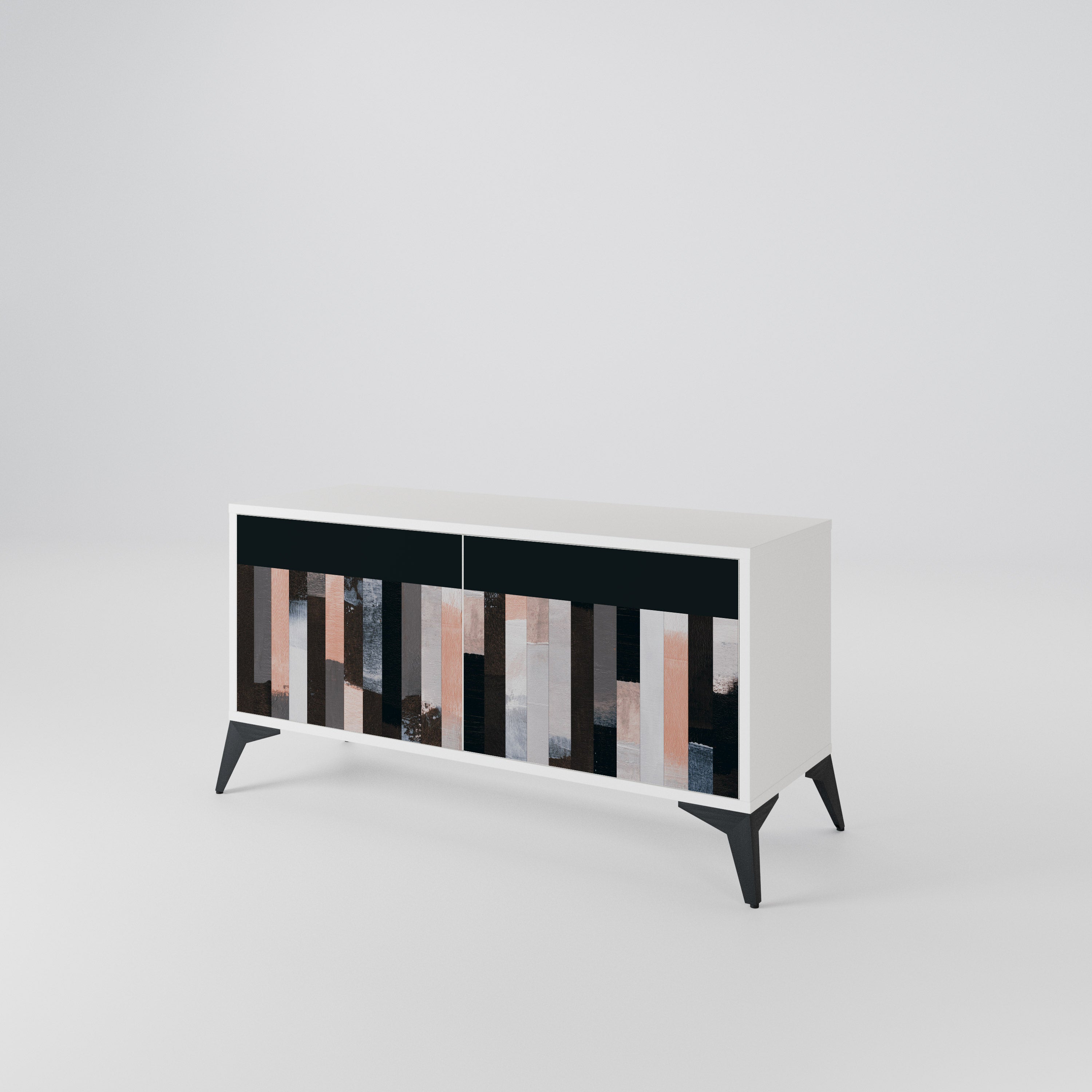 COLLAGE OF RECTANGLES Compact 2-Door TV Cabinet